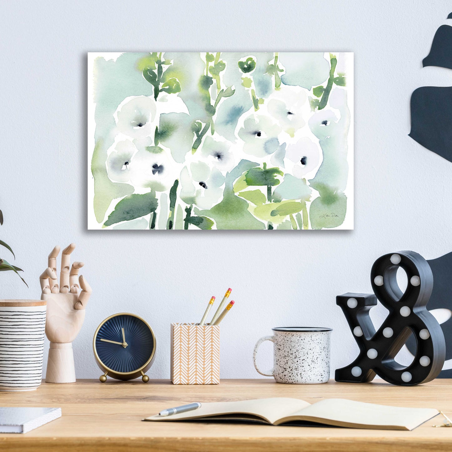 Epic Art 'White Hollyhocks' by Katrina Pete, Acrylic Glass Wall Art,16x12