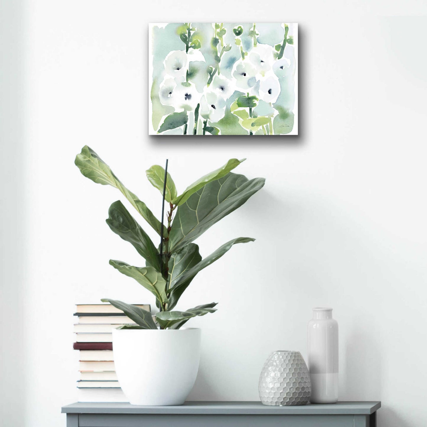 Epic Art 'White Hollyhocks' by Katrina Pete, Acrylic Glass Wall Art,16x12