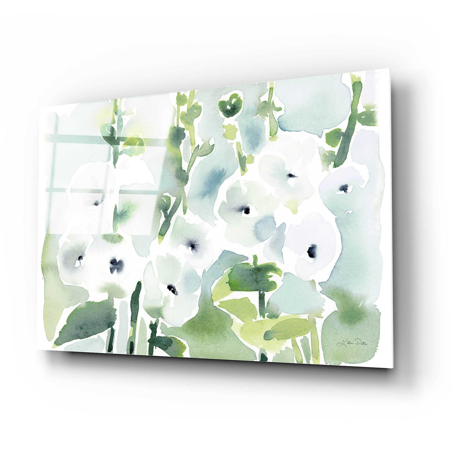 Epic Art 'White Hollyhocks' by Katrina Pete, Acrylic Glass Wall Art,24x16