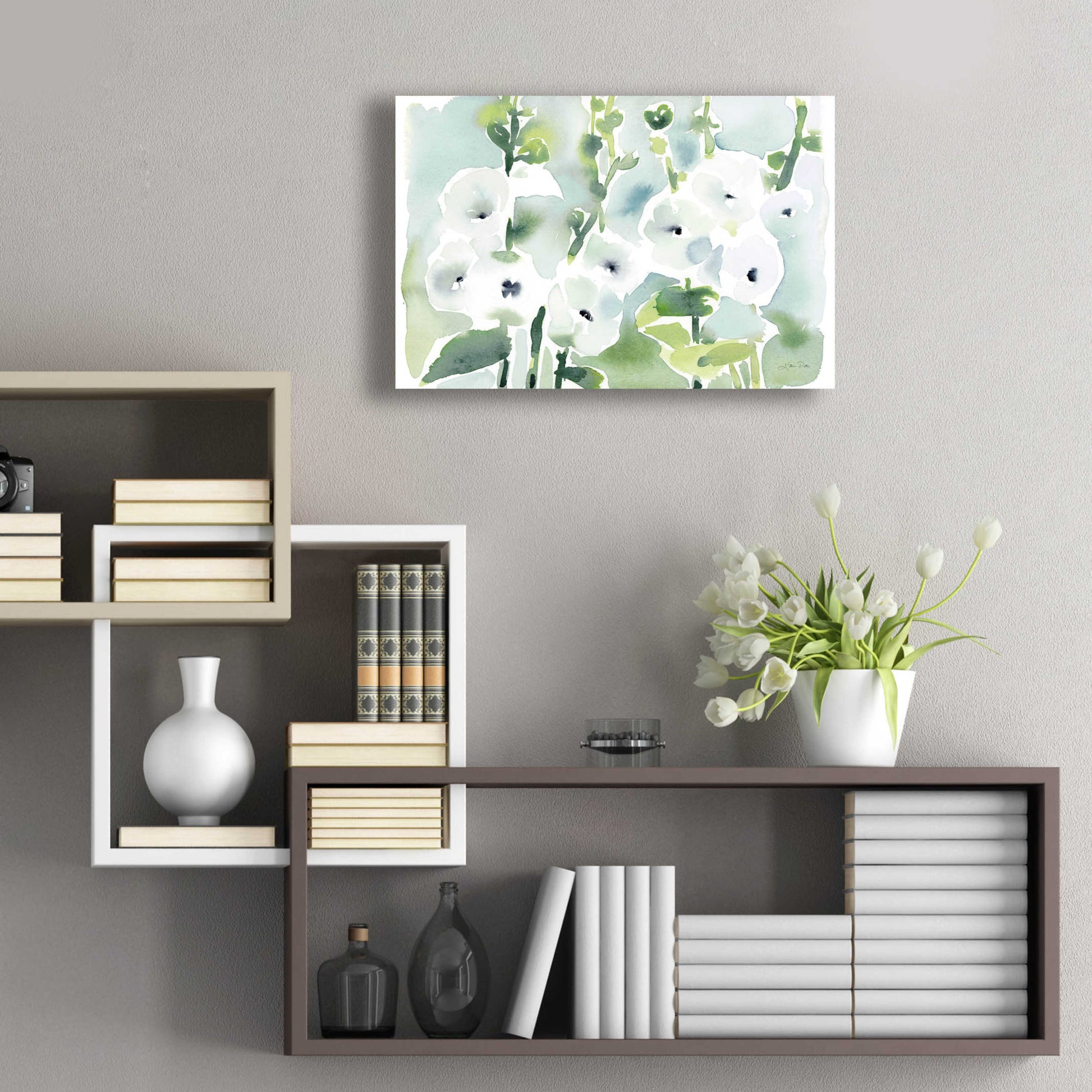 Epic Art 'White Hollyhocks' by Katrina Pete, Acrylic Glass Wall Art,24x16