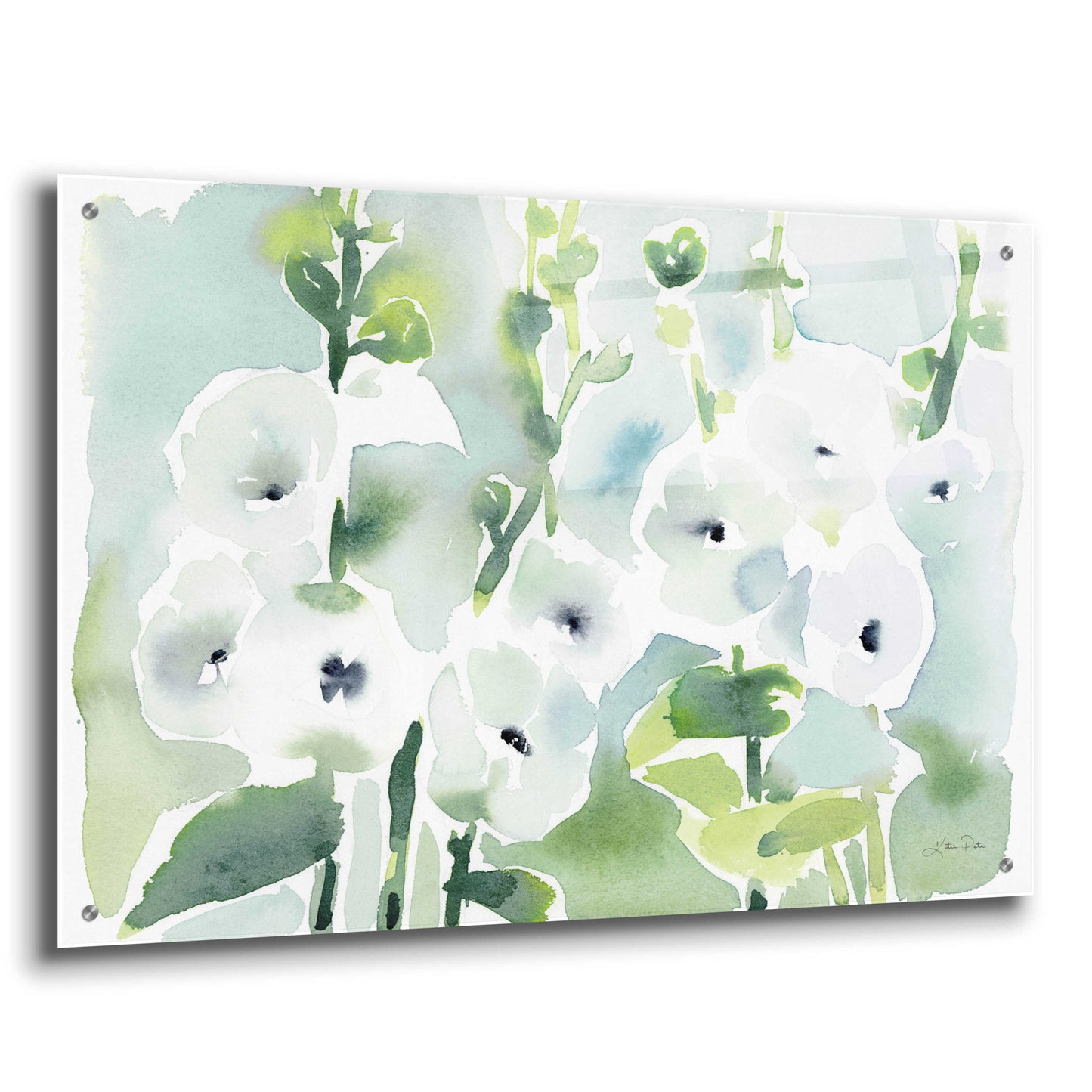 Epic Art 'White Hollyhocks' by Katrina Pete, Acrylic Glass Wall Art,36x24