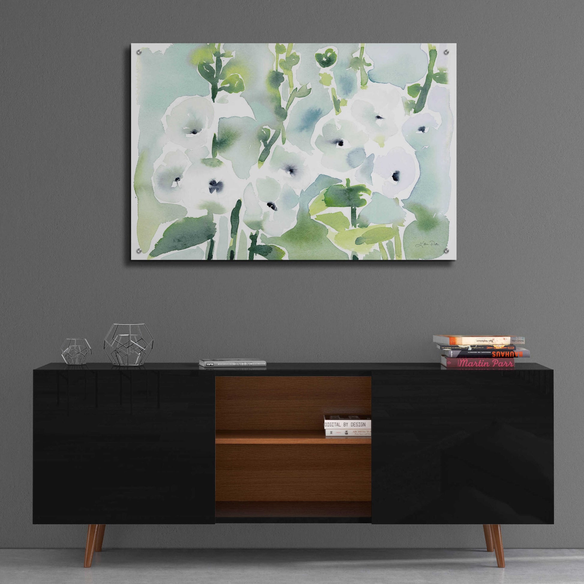 Epic Art 'White Hollyhocks' by Katrina Pete, Acrylic Glass Wall Art,36x24