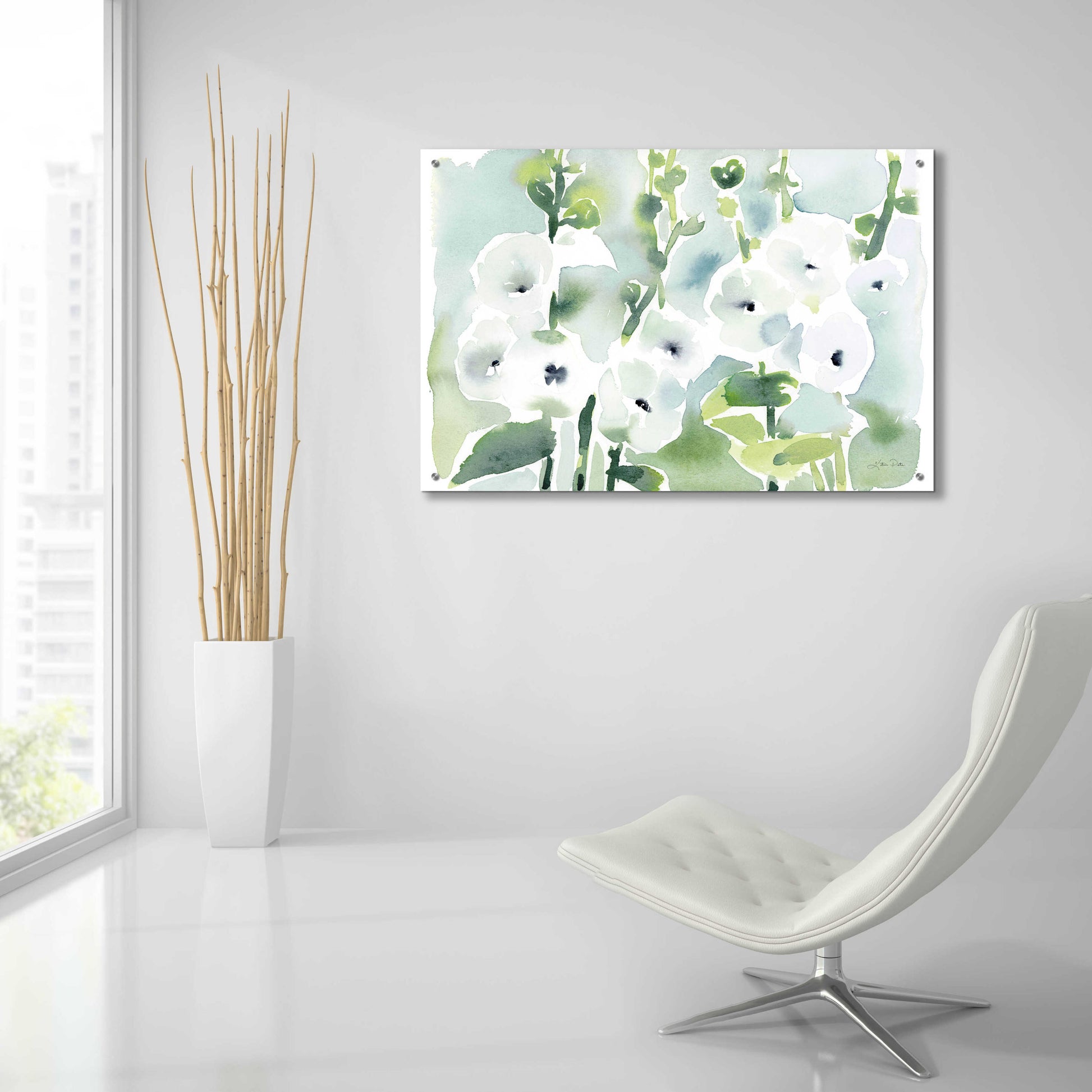 Epic Art 'White Hollyhocks' by Katrina Pete, Acrylic Glass Wall Art,36x24