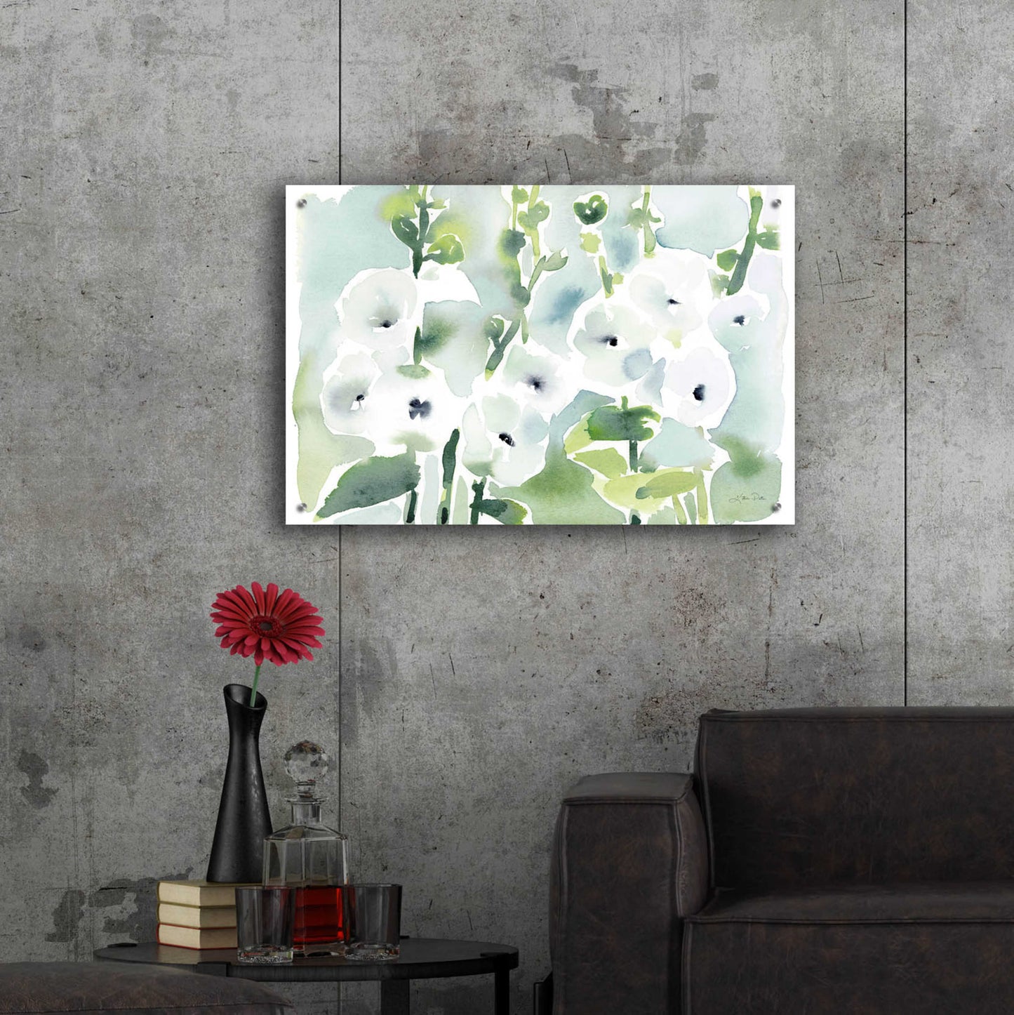 Epic Art 'White Hollyhocks' by Katrina Pete, Acrylic Glass Wall Art,36x24