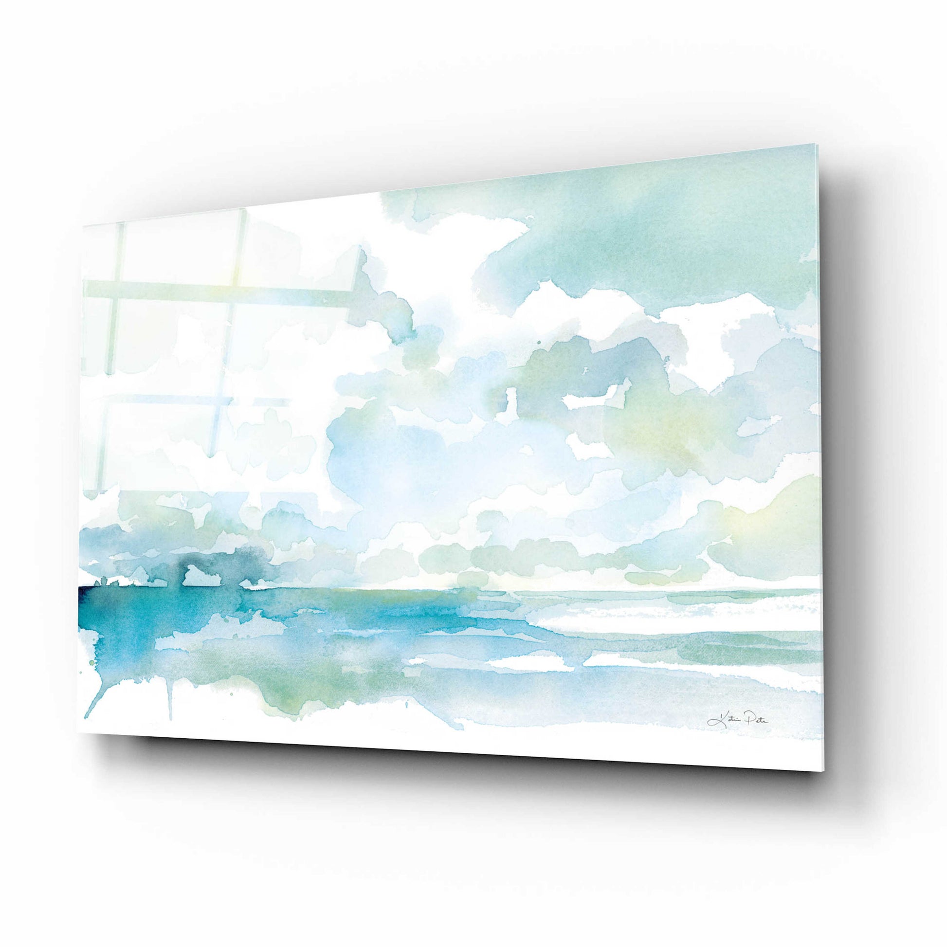 Epic Art 'Ocean Dreaming Pale Blue' by Katrina Pete, Acrylic Glass Wall Art,16x12