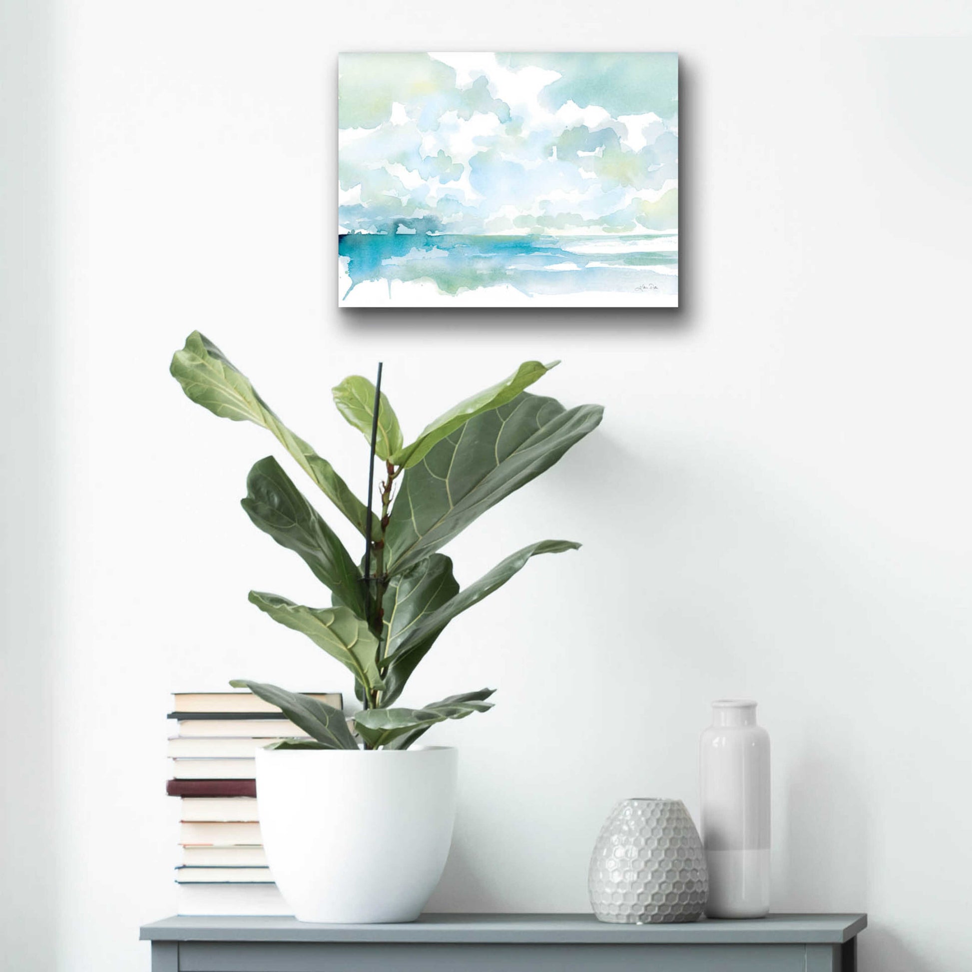 Epic Art 'Ocean Dreaming Pale Blue' by Katrina Pete, Acrylic Glass Wall Art,16x12