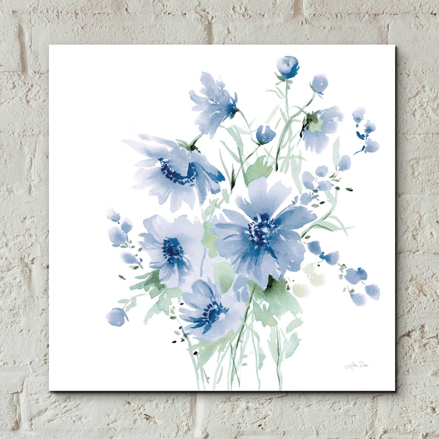 Epic Art 'Secret Garden Bouquet I Blue Light' by Katrina Pete, Acrylic Glass Wall Art,12x12