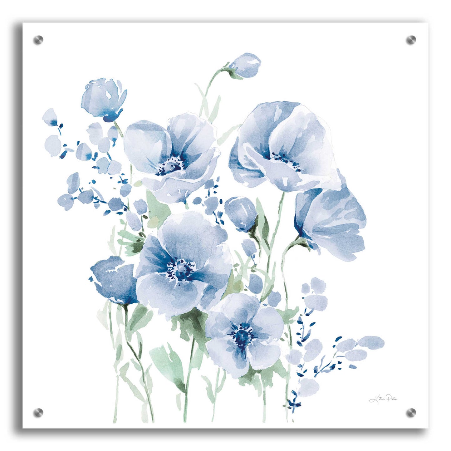 Epic Art 'Secret Garden Bouquet II Blue Light' by Katrina Pete, Acrylic Glass Wall Art,24x24