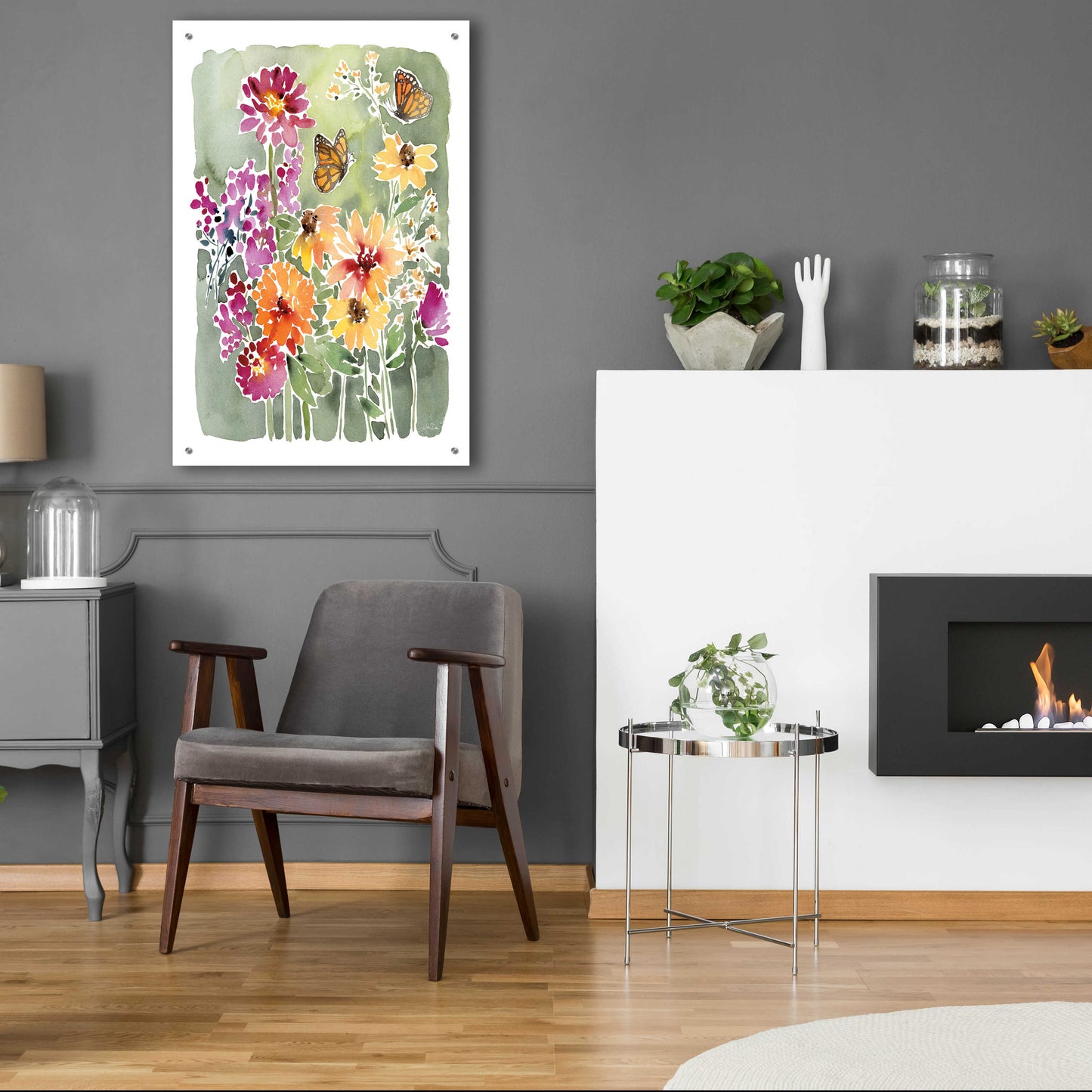 Epic Art 'Monarchs and Blooms' by Katrina Pete, Acrylic Glass Wall Art,24x36