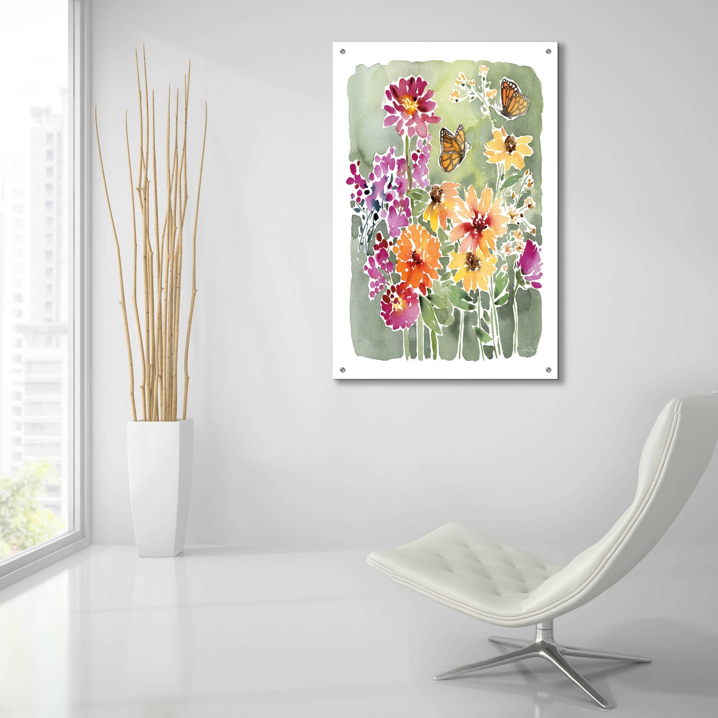 Epic Art 'Monarchs and Blooms' by Katrina Pete, Acrylic Glass Wall Art,24x36