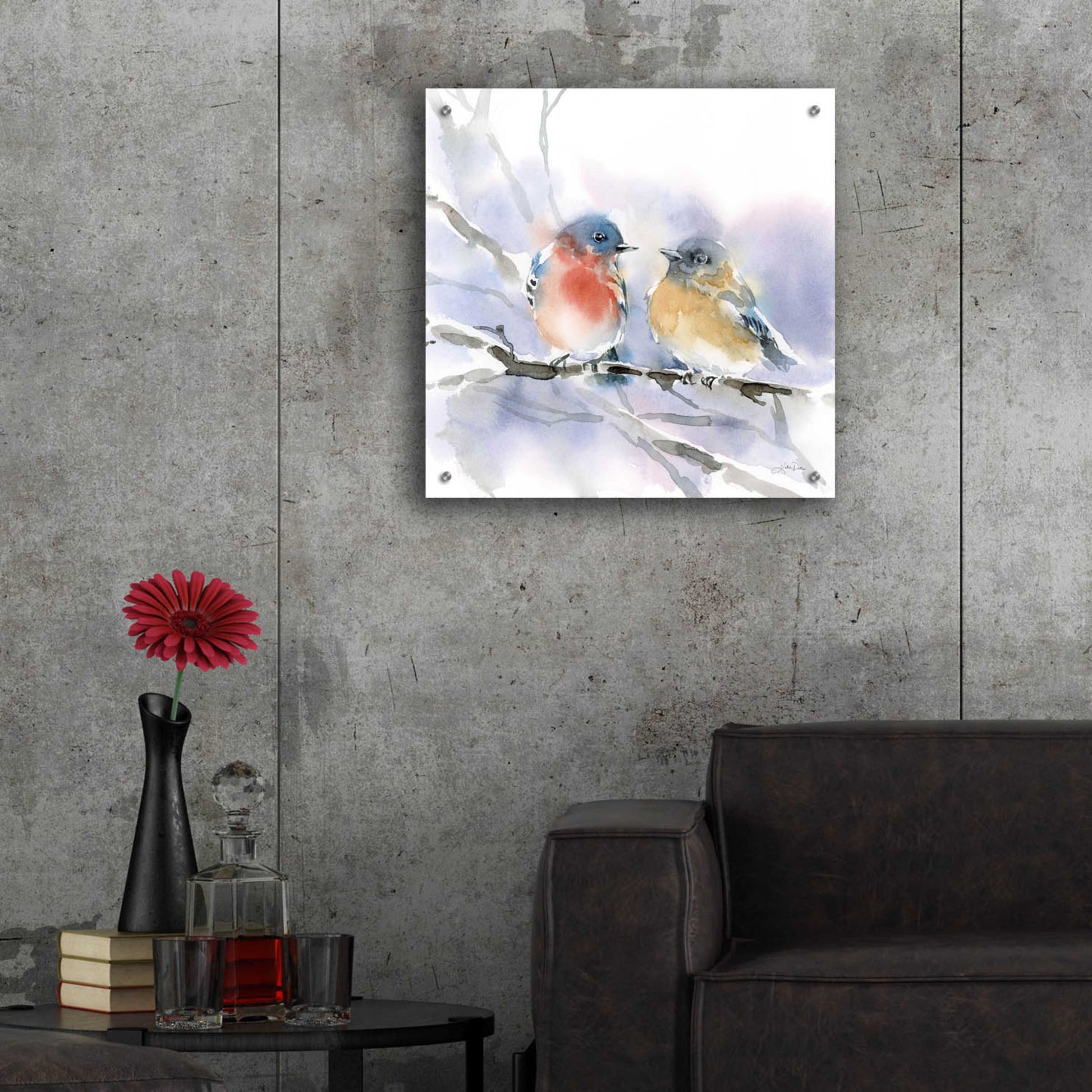 Epic Art 'Bluebird Pair' by Katrina Pete, Acrylic Glass Wall Art,24x24