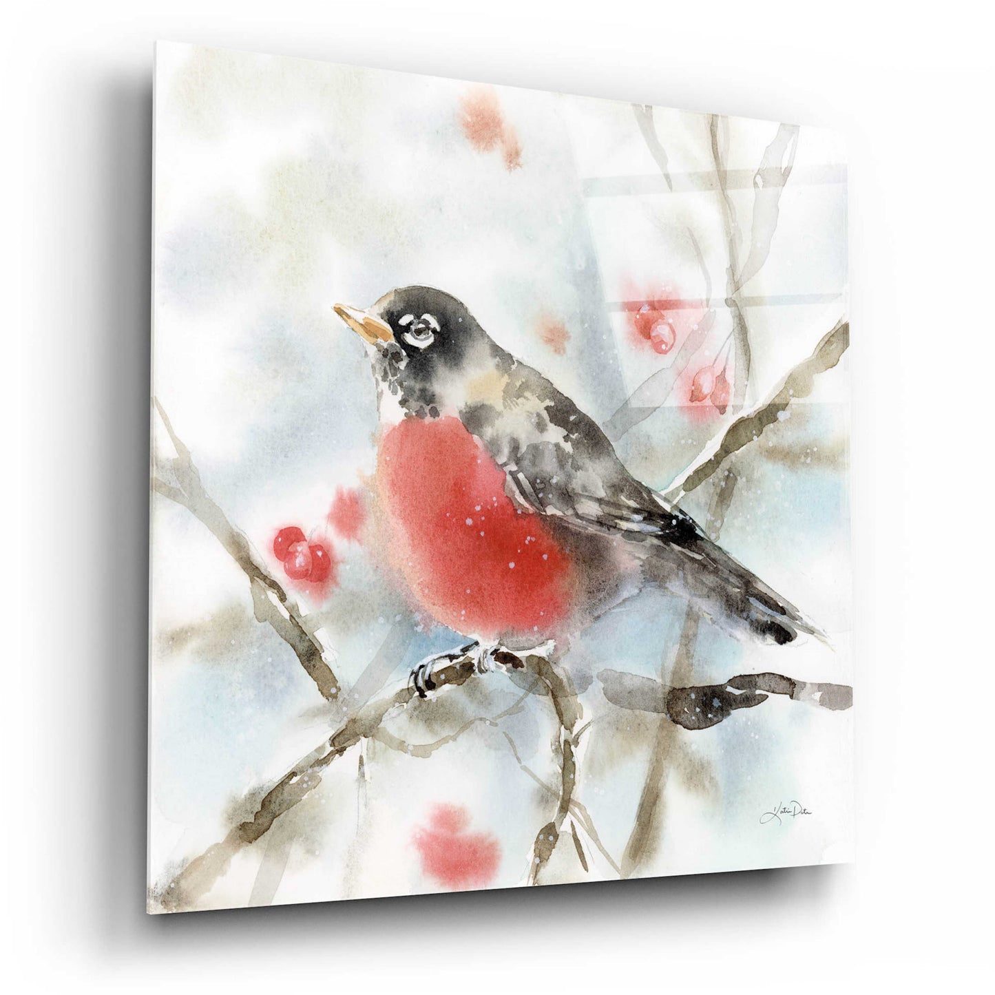 Epic Art 'Winter Robin' by Katrina Pete, Acrylic Glass Wall Art,12x12