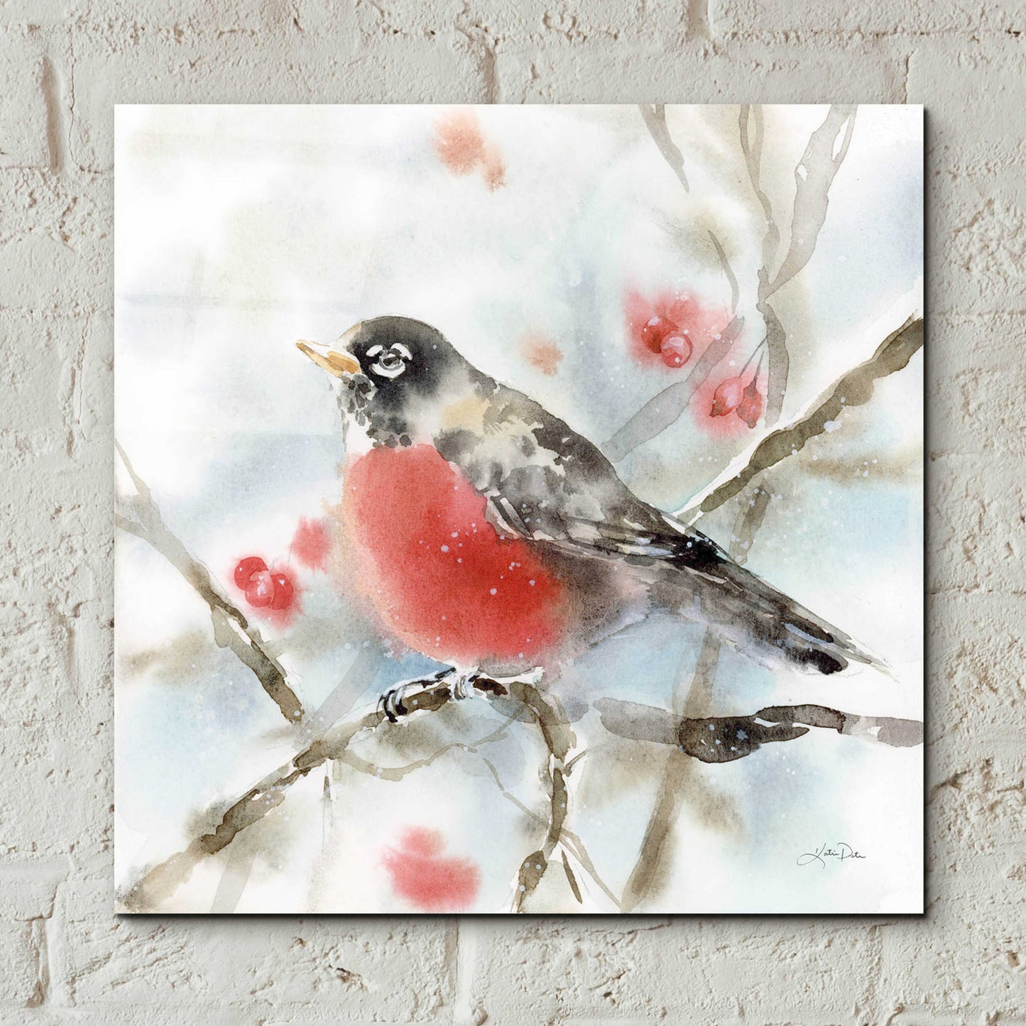 Epic Art 'Winter Robin' by Katrina Pete, Acrylic Glass Wall Art,12x12