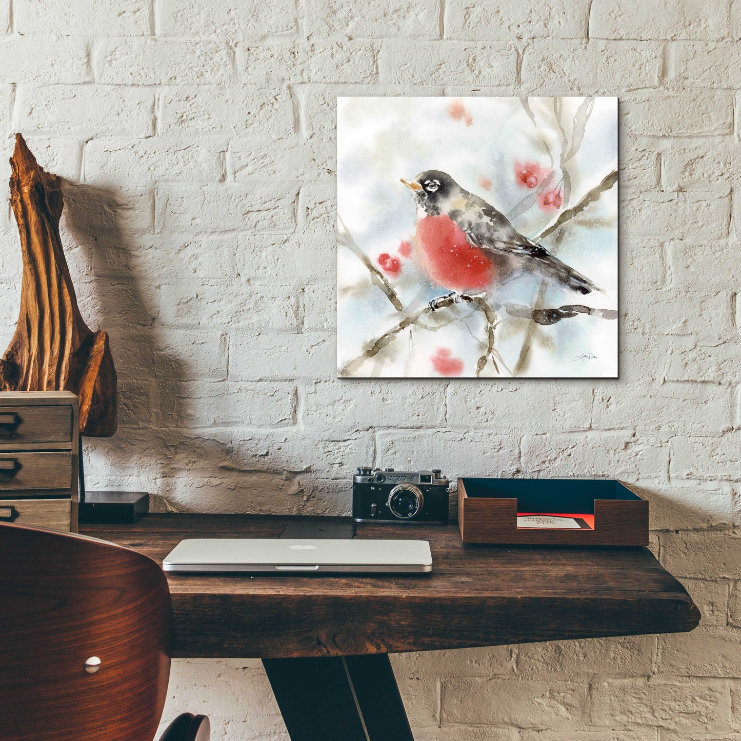 Epic Art 'Winter Robin' by Katrina Pete, Acrylic Glass Wall Art,12x12