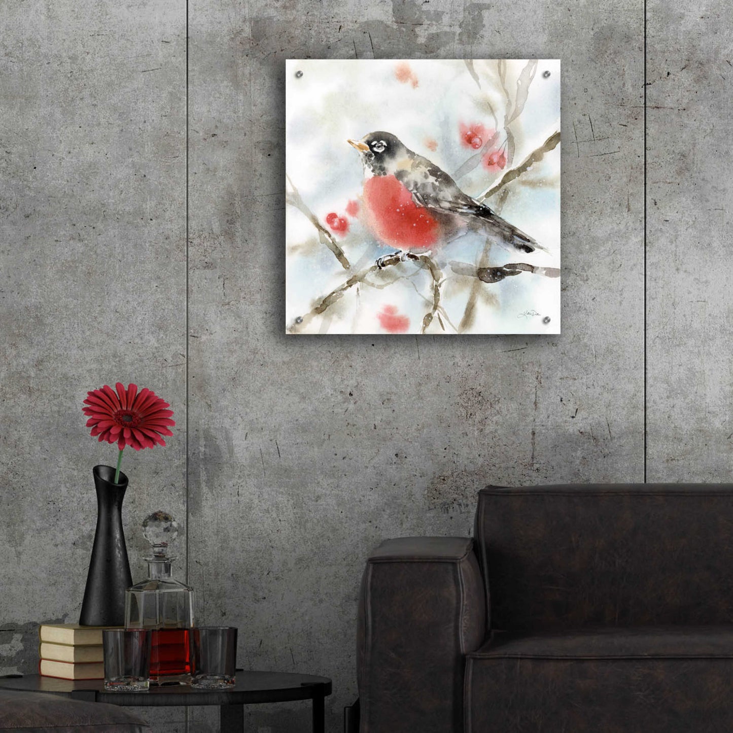 Epic Art 'Winter Robin' by Katrina Pete, Acrylic Glass Wall Art,24x24