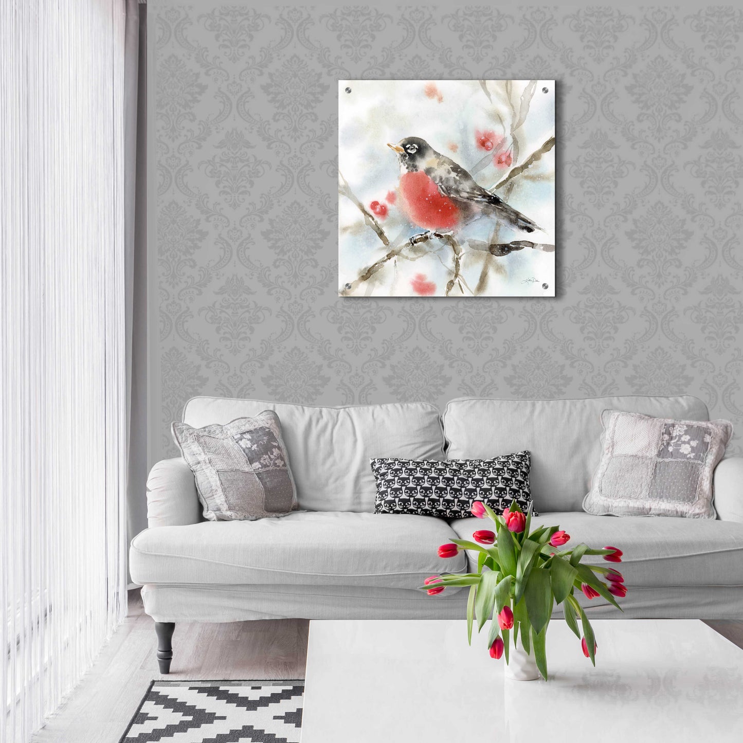 Epic Art 'Winter Robin' by Katrina Pete, Acrylic Glass Wall Art,24x24