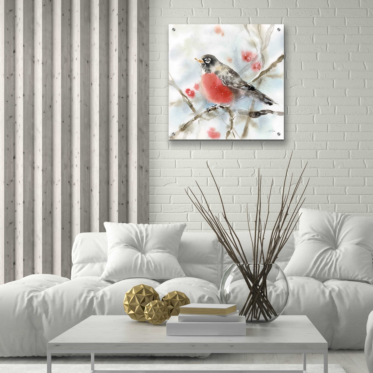 Epic Art 'Winter Robin' by Katrina Pete, Acrylic Glass Wall Art,24x24