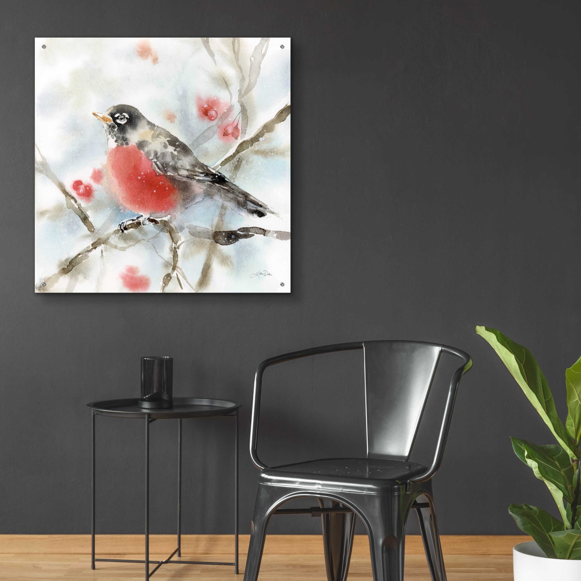 Epic Art 'Winter Robin' by Katrina Pete, Acrylic Glass Wall Art,36x36