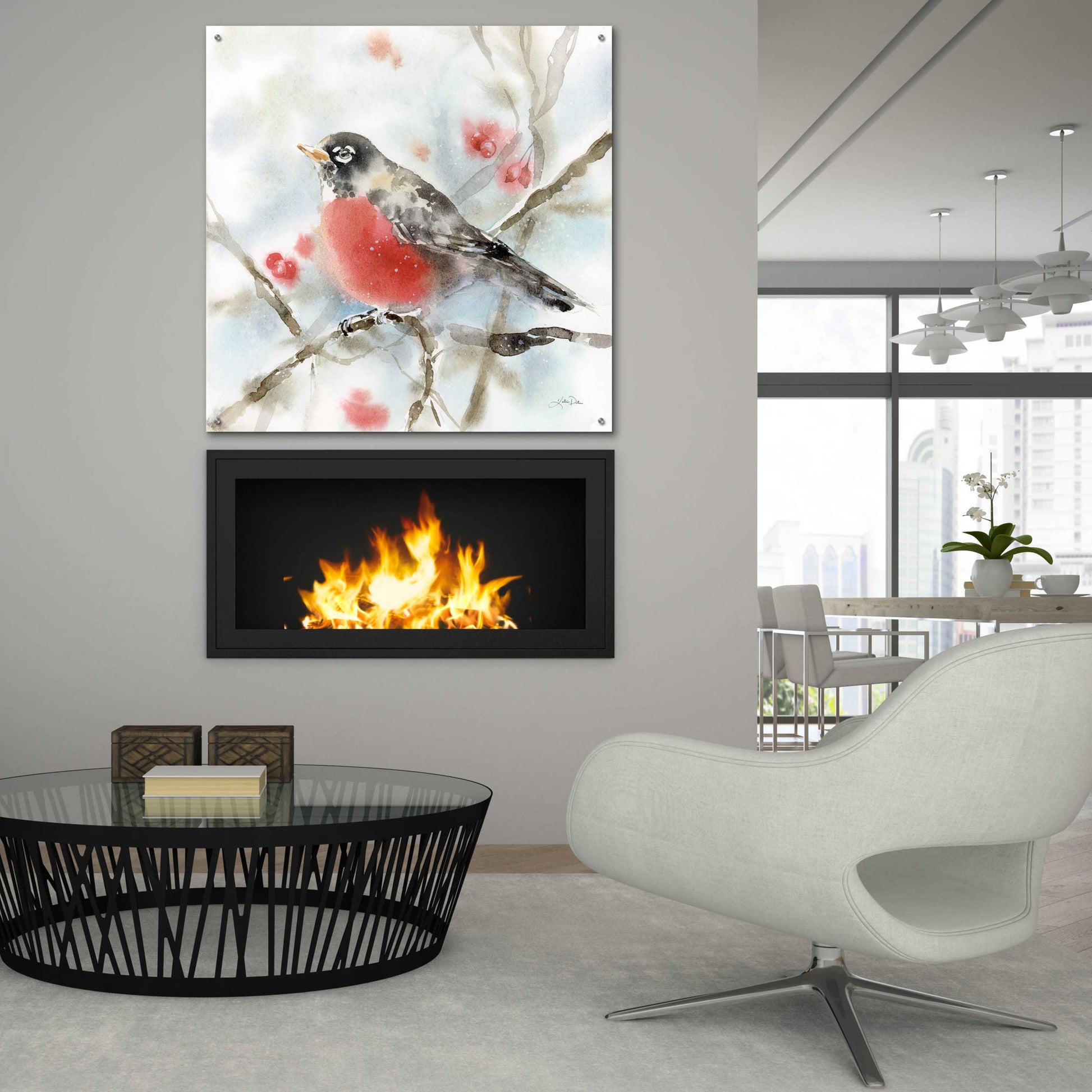 Epic Art 'Winter Robin' by Katrina Pete, Acrylic Glass Wall Art,36x36