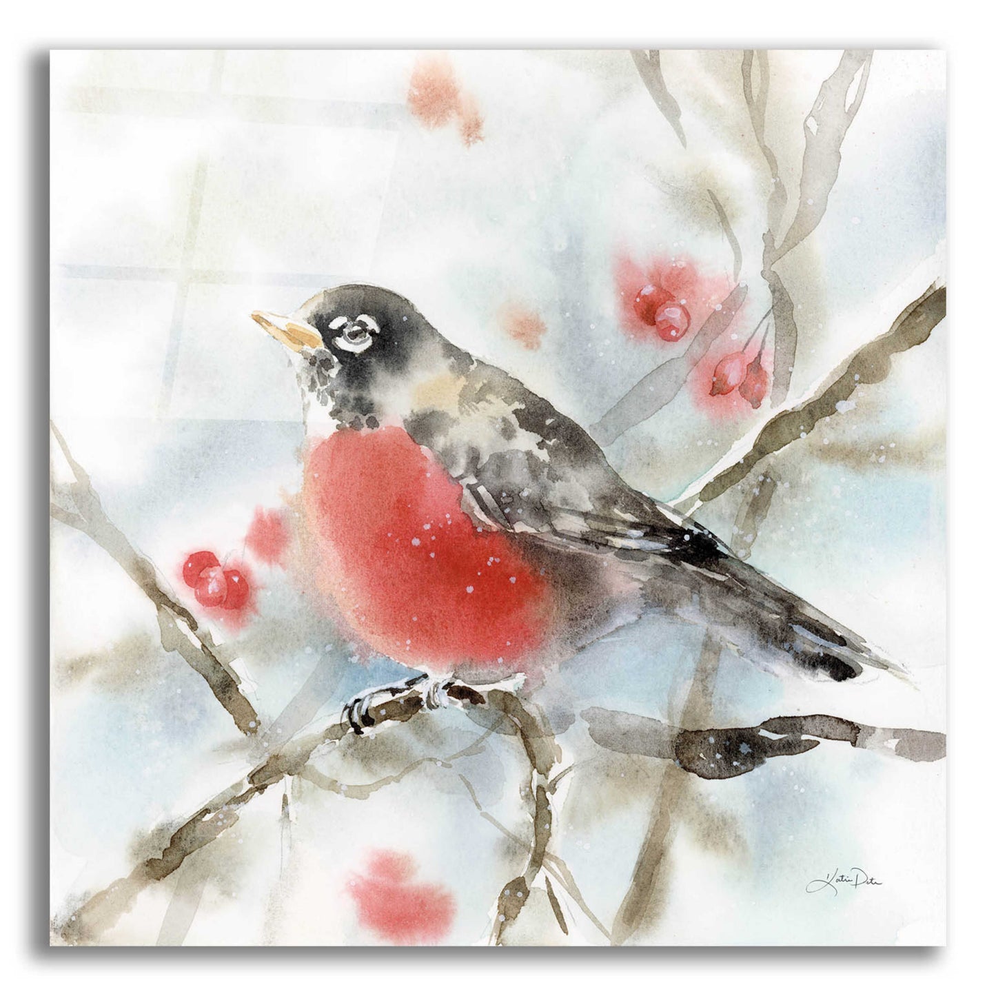 Epic Art 'Winter Robin' by Katrina Pete, Acrylic Glass Wall Art