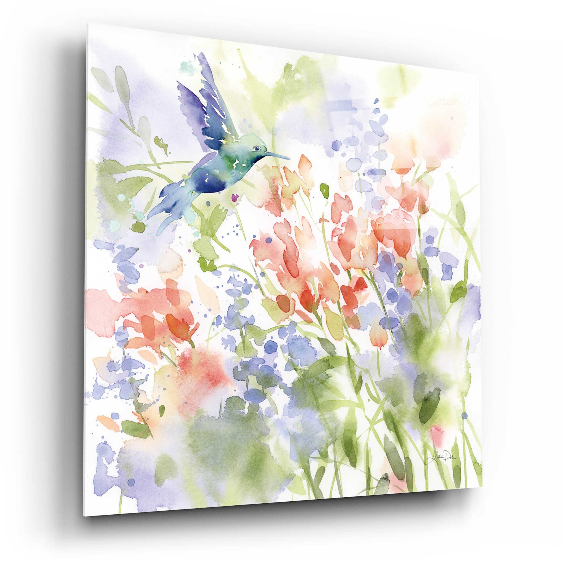 Epic Art 'Hummingbird Meadow' by Katrina Pete, Acrylic Glass Wall Art,12x12