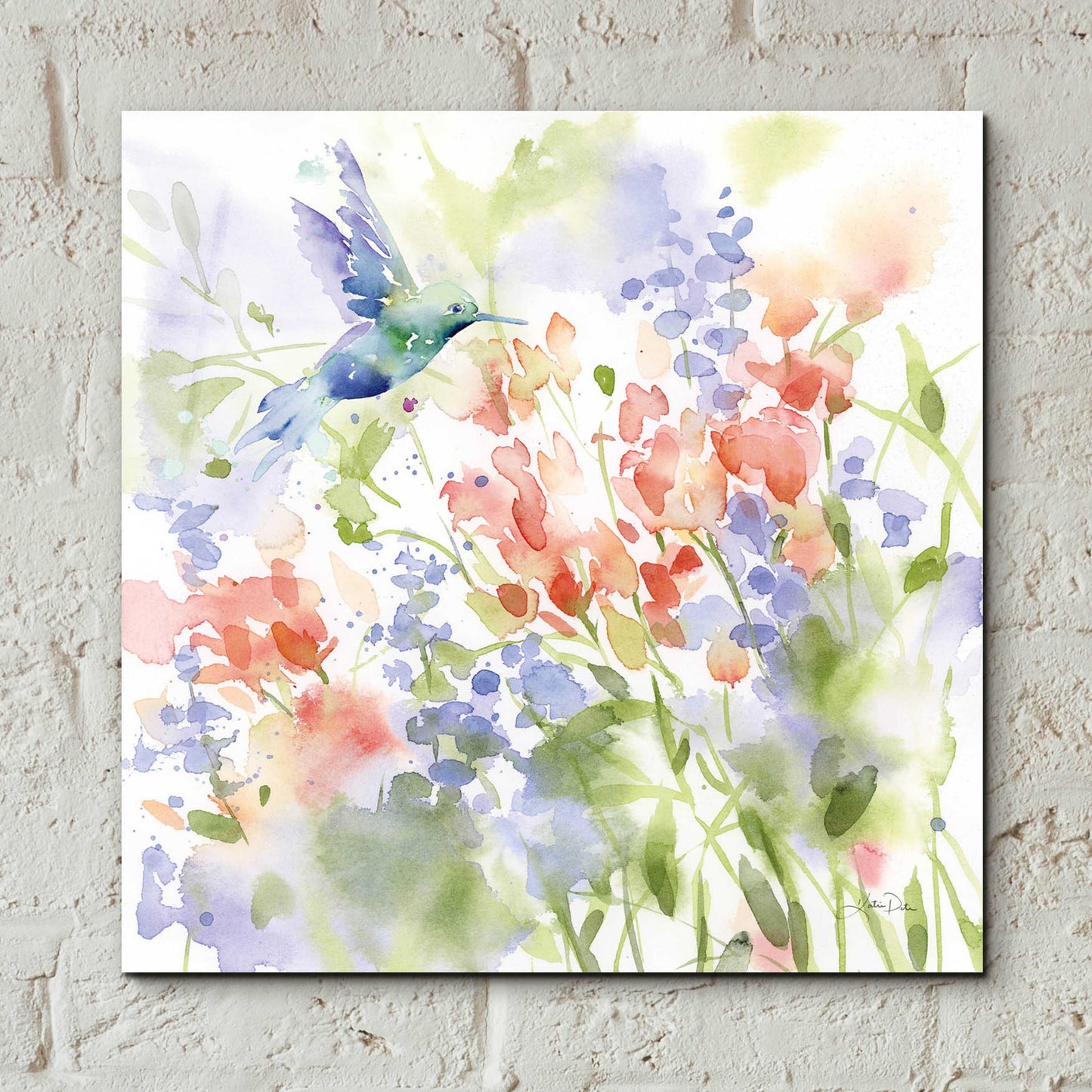 Epic Art 'Hummingbird Meadow' by Katrina Pete, Acrylic Glass Wall Art,12x12