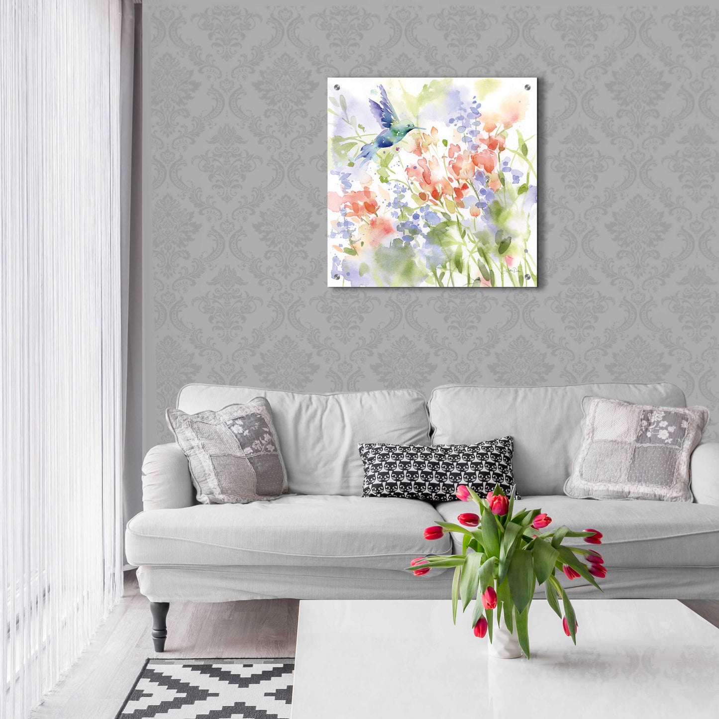 Epic Art 'Hummingbird Meadow' by Katrina Pete, Acrylic Glass Wall Art,24x24