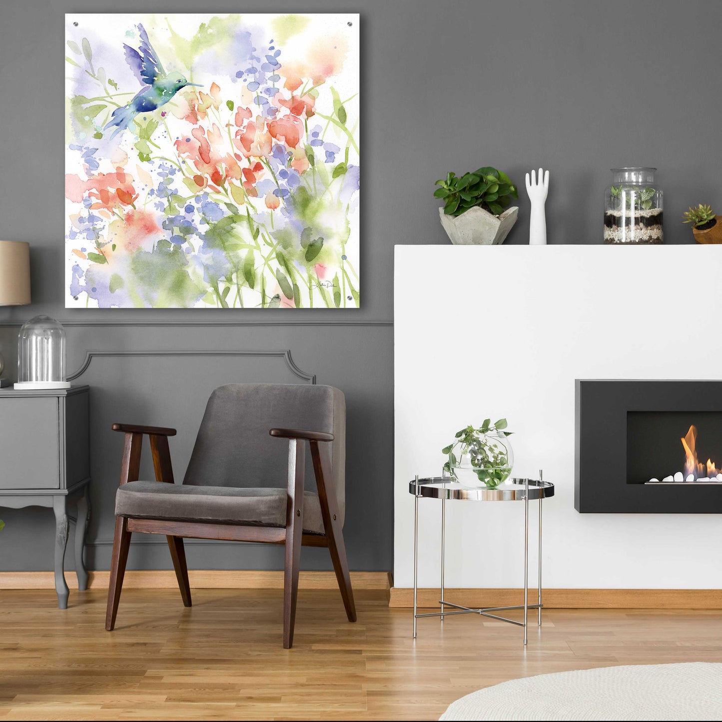 Epic Art 'Hummingbird Meadow' by Katrina Pete, Acrylic Glass Wall Art,36x36