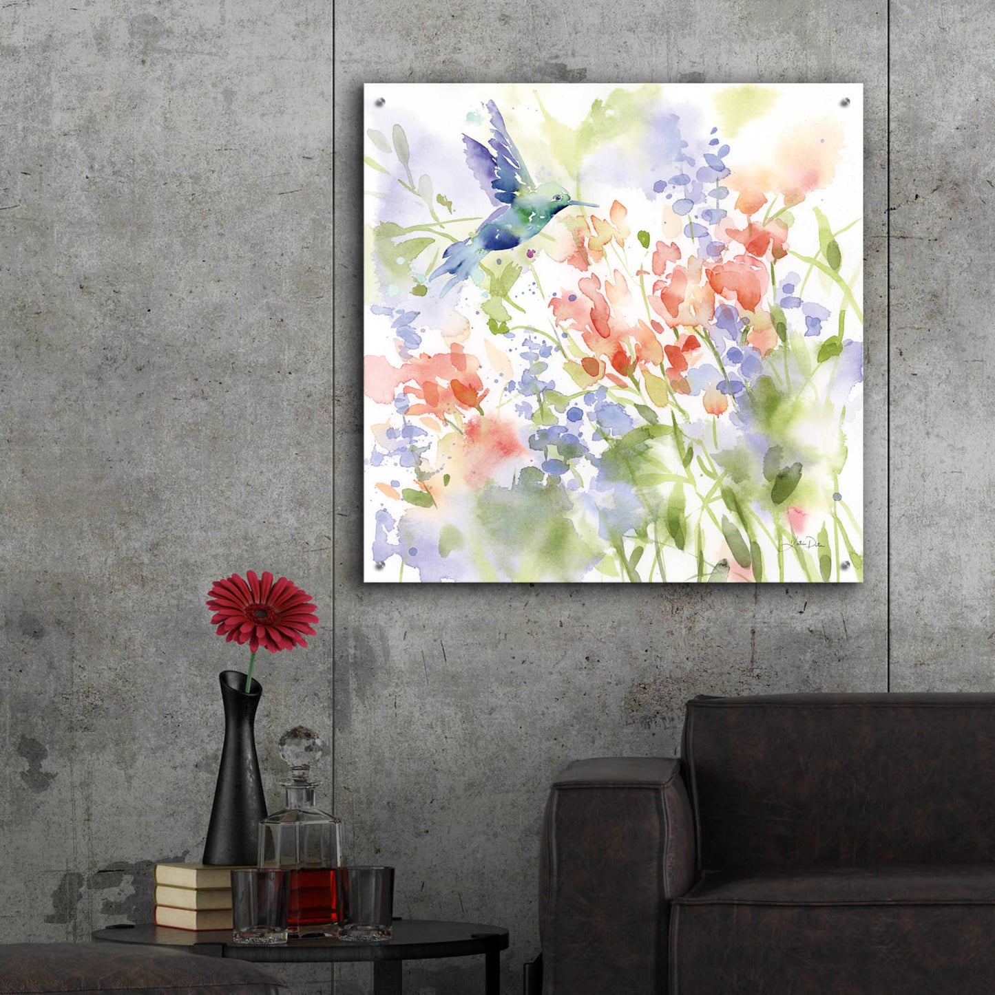 Epic Art 'Hummingbird Meadow' by Katrina Pete, Acrylic Glass Wall Art,36x36