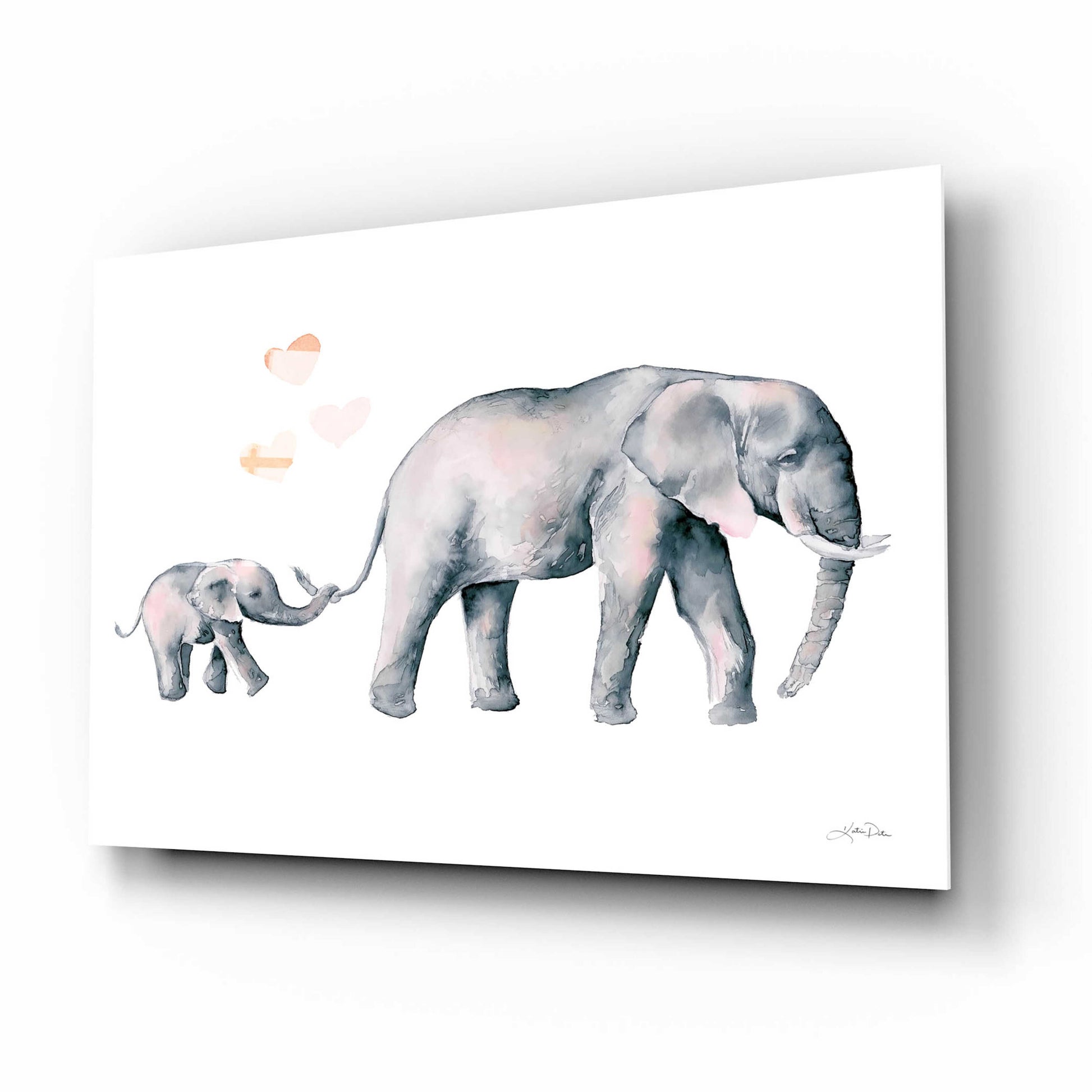 Epic Art 'Elephant Love' by Katrina Pete, Acrylic Glass Wall Art,16x12