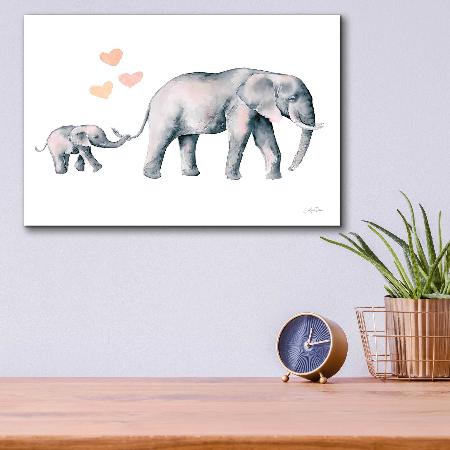 Epic Art 'Elephant Love' by Katrina Pete, Acrylic Glass Wall Art,16x12