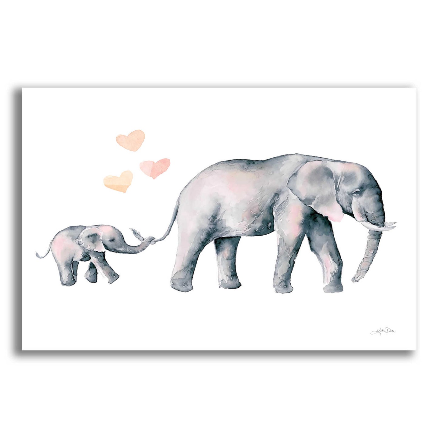 Epic Art 'Elephant Love' by Katrina Pete, Acrylic Glass Wall Art,16x12