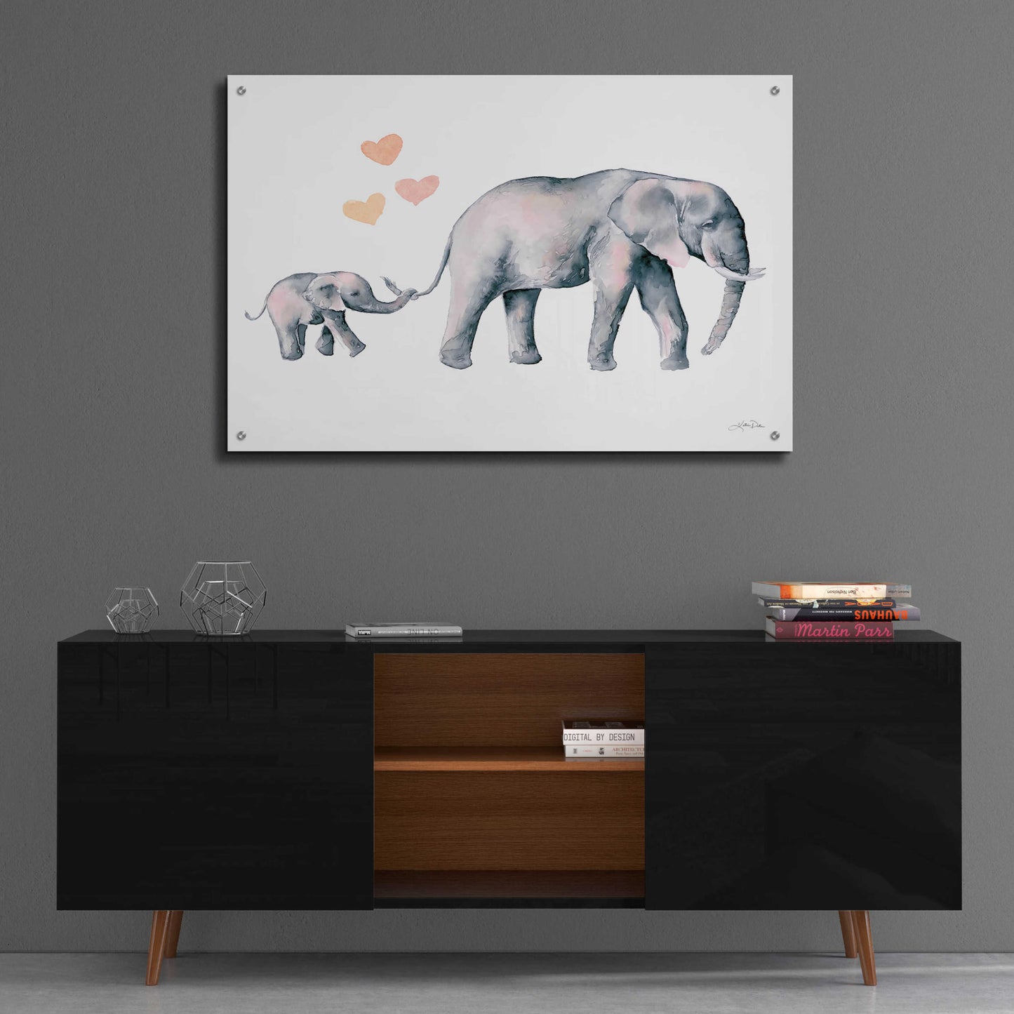 Epic Art 'Elephant Love' by Katrina Pete, Acrylic Glass Wall Art,36x24