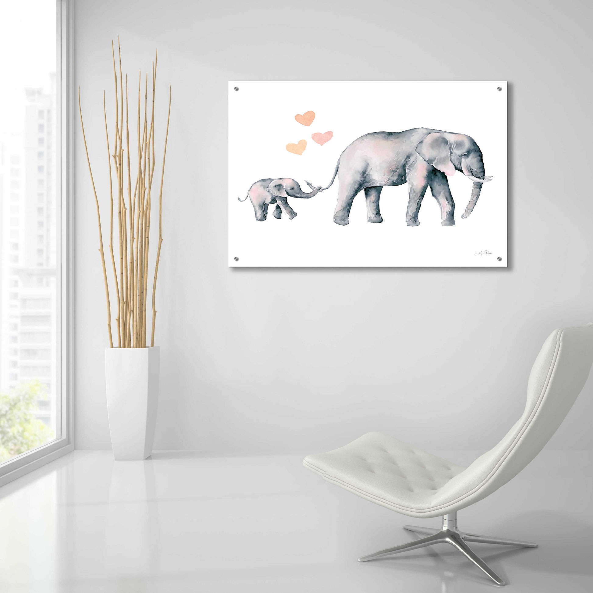 Epic Art 'Elephant Love' by Katrina Pete, Acrylic Glass Wall Art,36x24