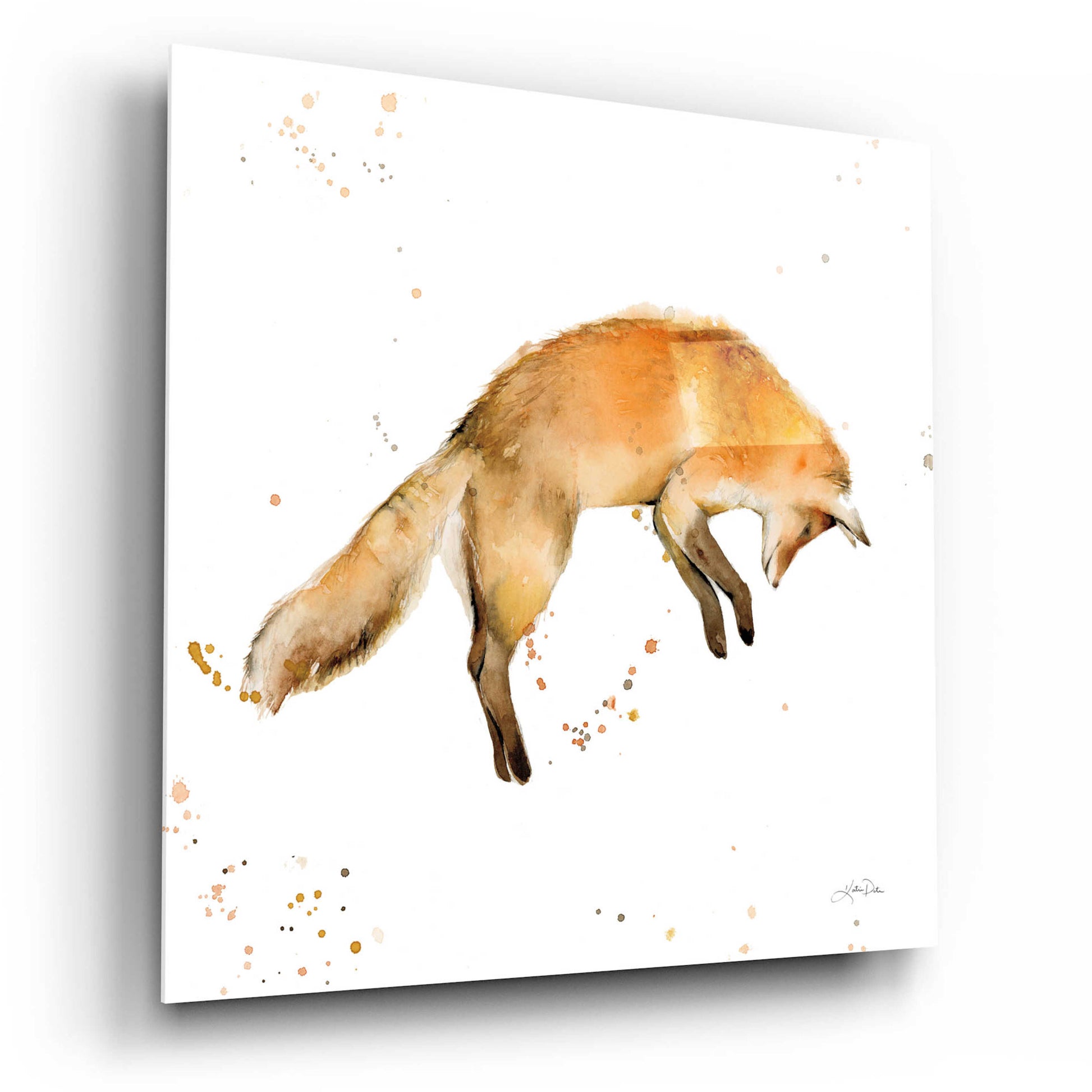 Epic Art 'Jumping Fox' by Katrina Pete, Acrylic Glass Wall Art,12x12