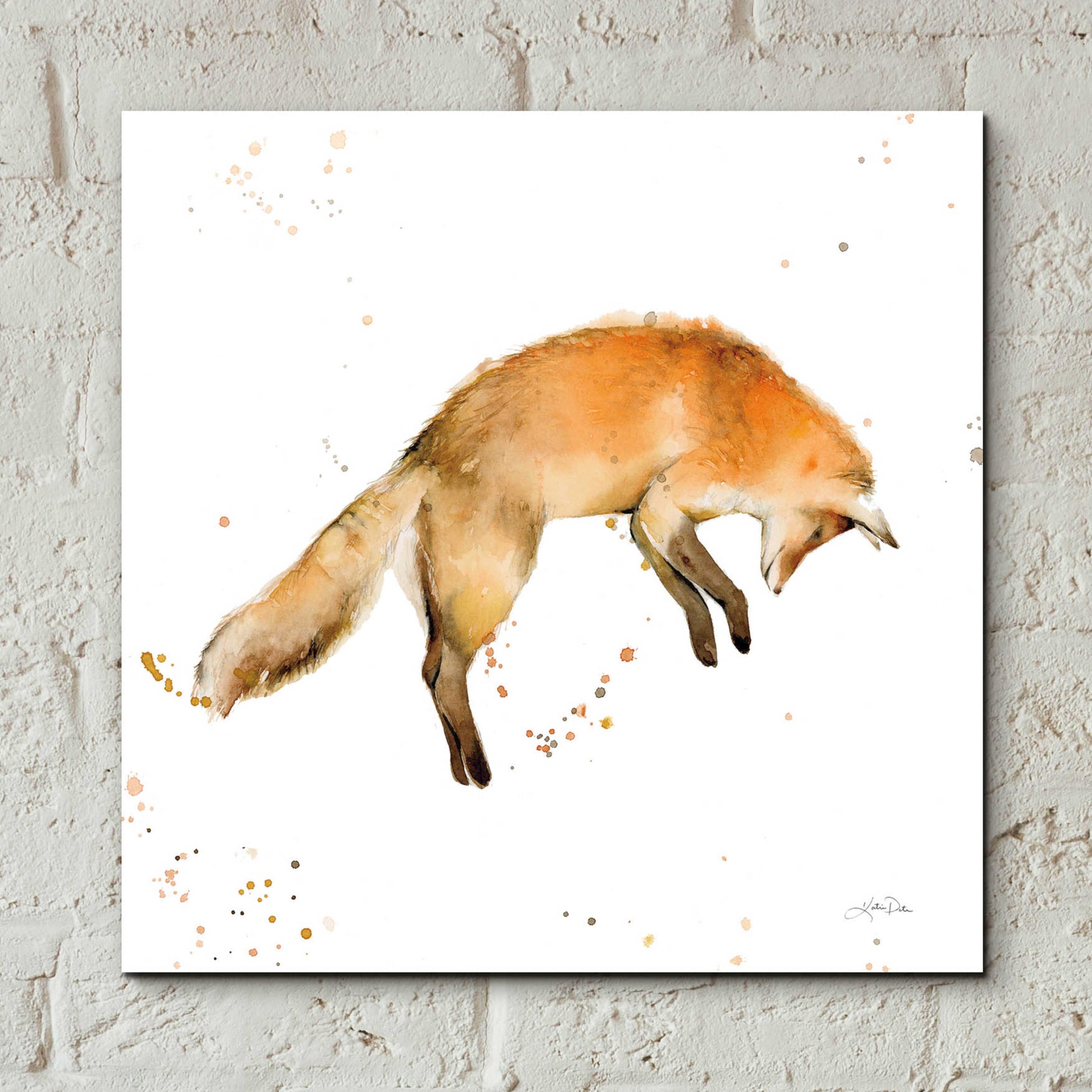 Epic Art 'Jumping Fox' by Katrina Pete, Acrylic Glass Wall Art,12x12