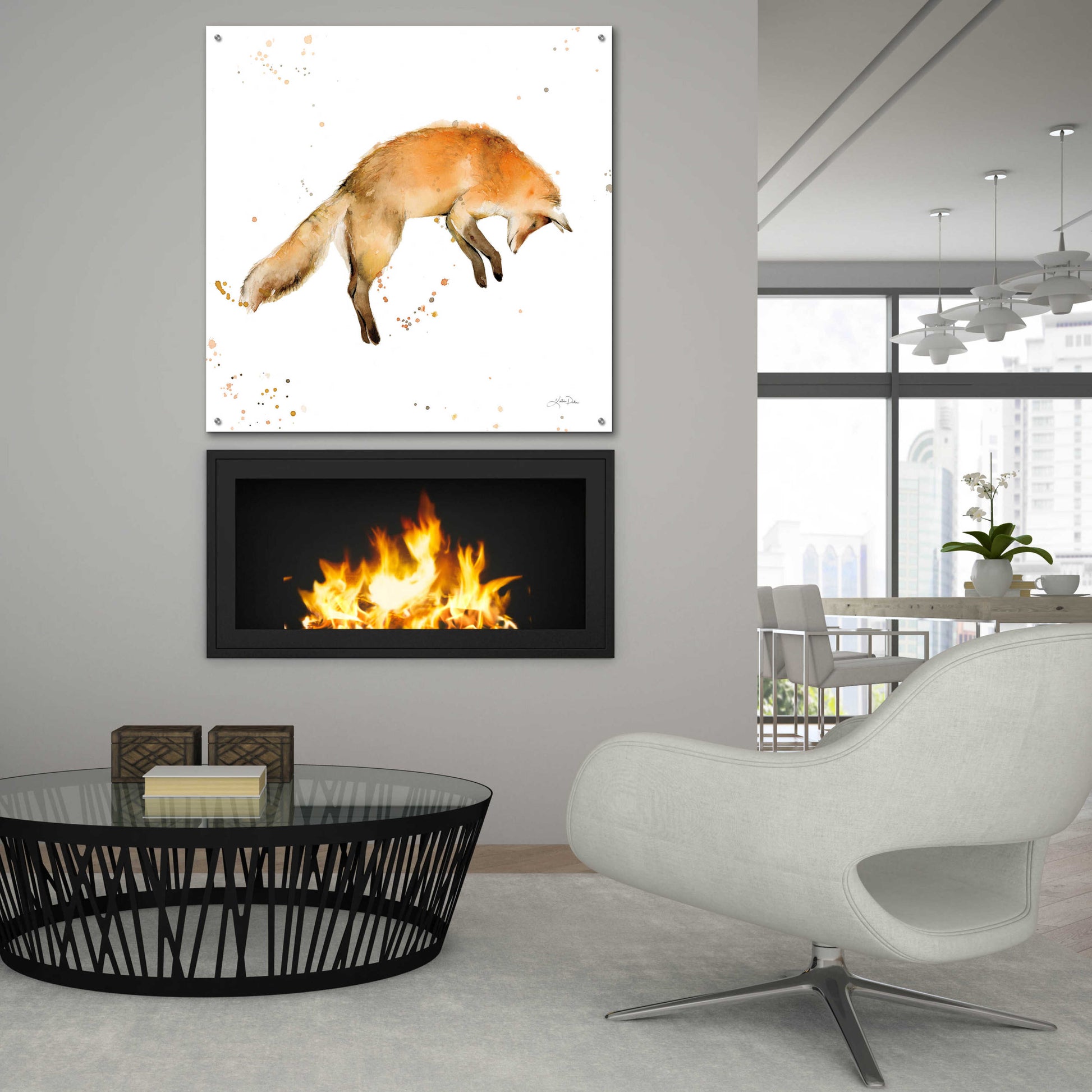 Epic Art 'Jumping Fox' by Katrina Pete, Acrylic Glass Wall Art,36x36