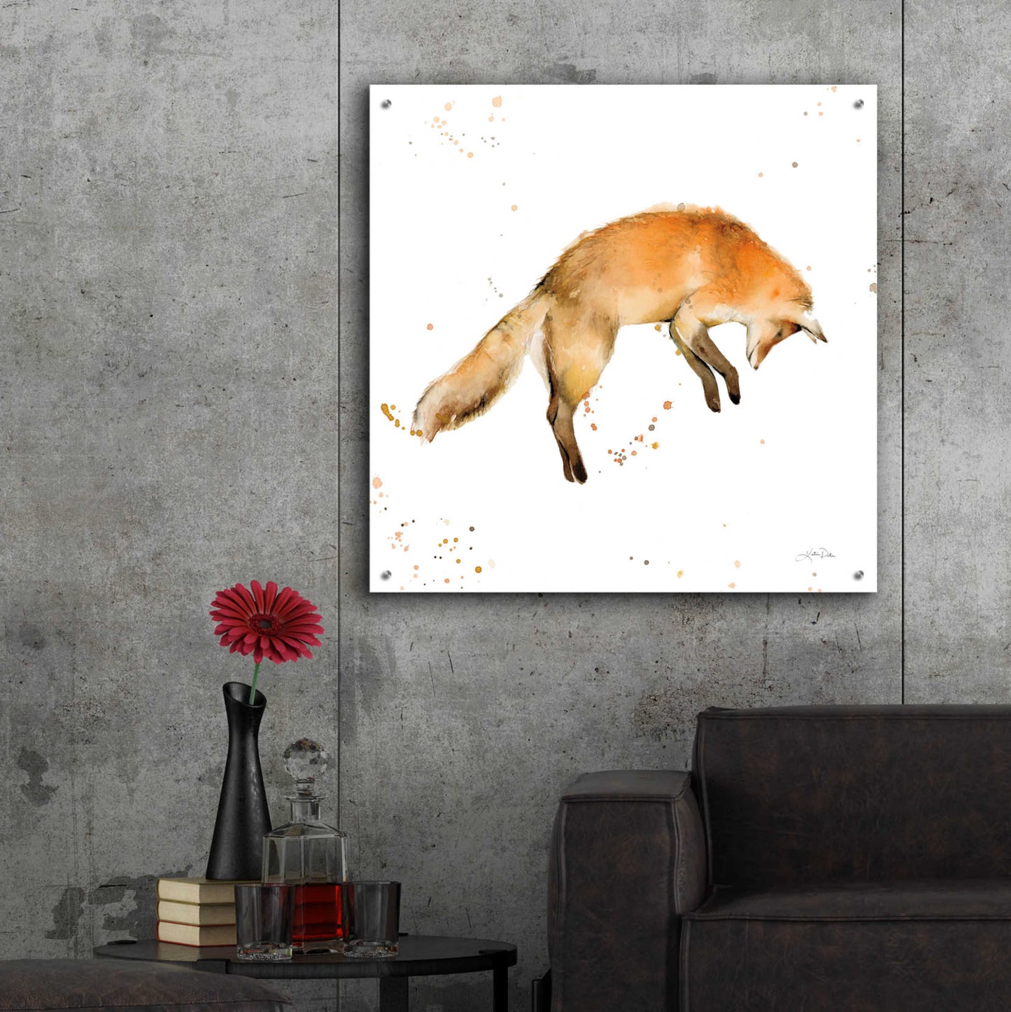 Epic Art 'Jumping Fox' by Katrina Pete, Acrylic Glass Wall Art,36x36