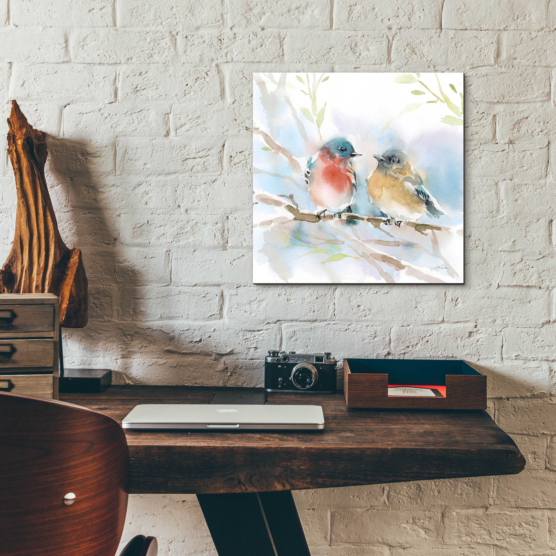 Epic Art 'Bluebird Pair in Spring' by Katrina Pete, Acrylic Glass Wall Art,12x12