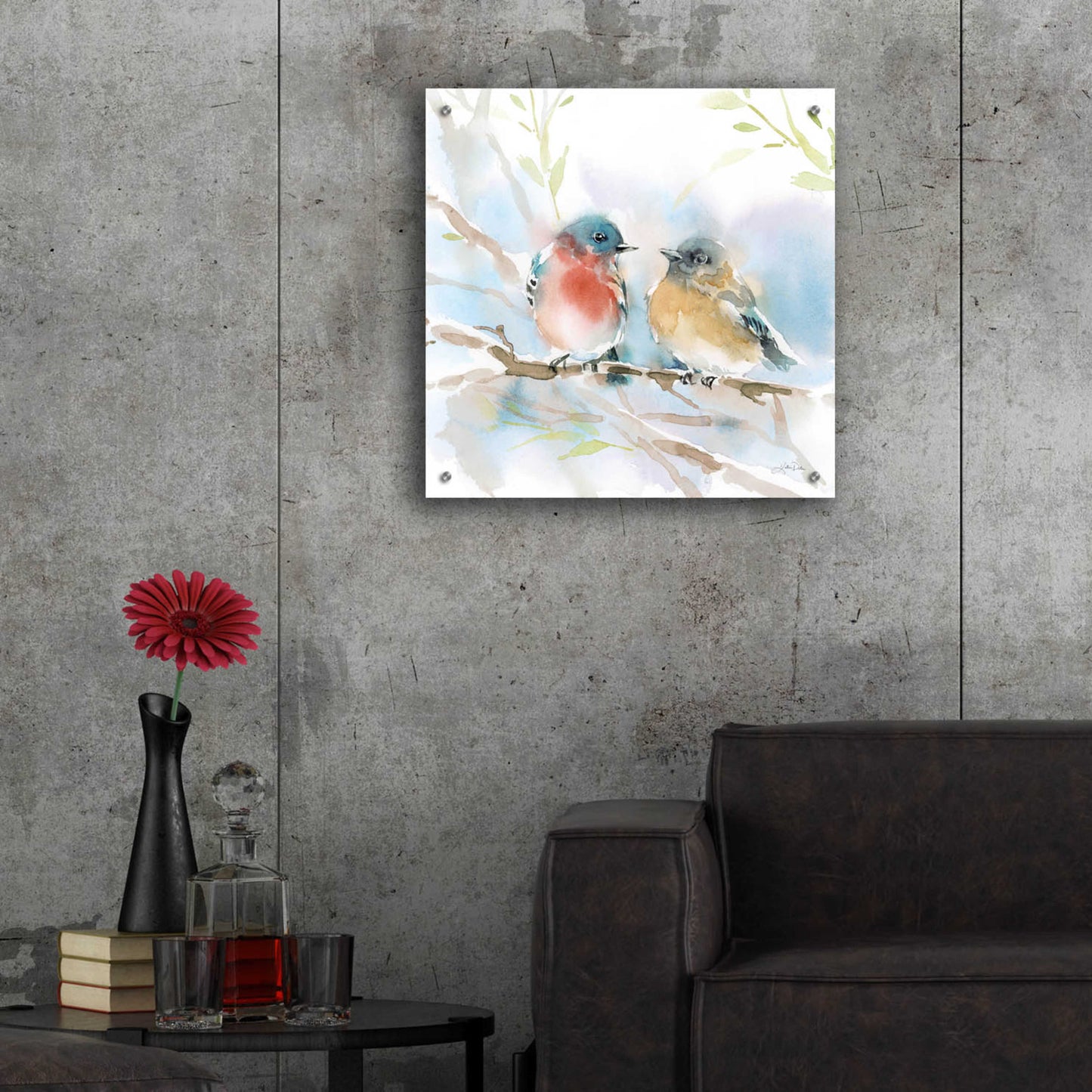 Epic Art 'Bluebird Pair in Spring' by Katrina Pete, Acrylic Glass Wall Art,24x24