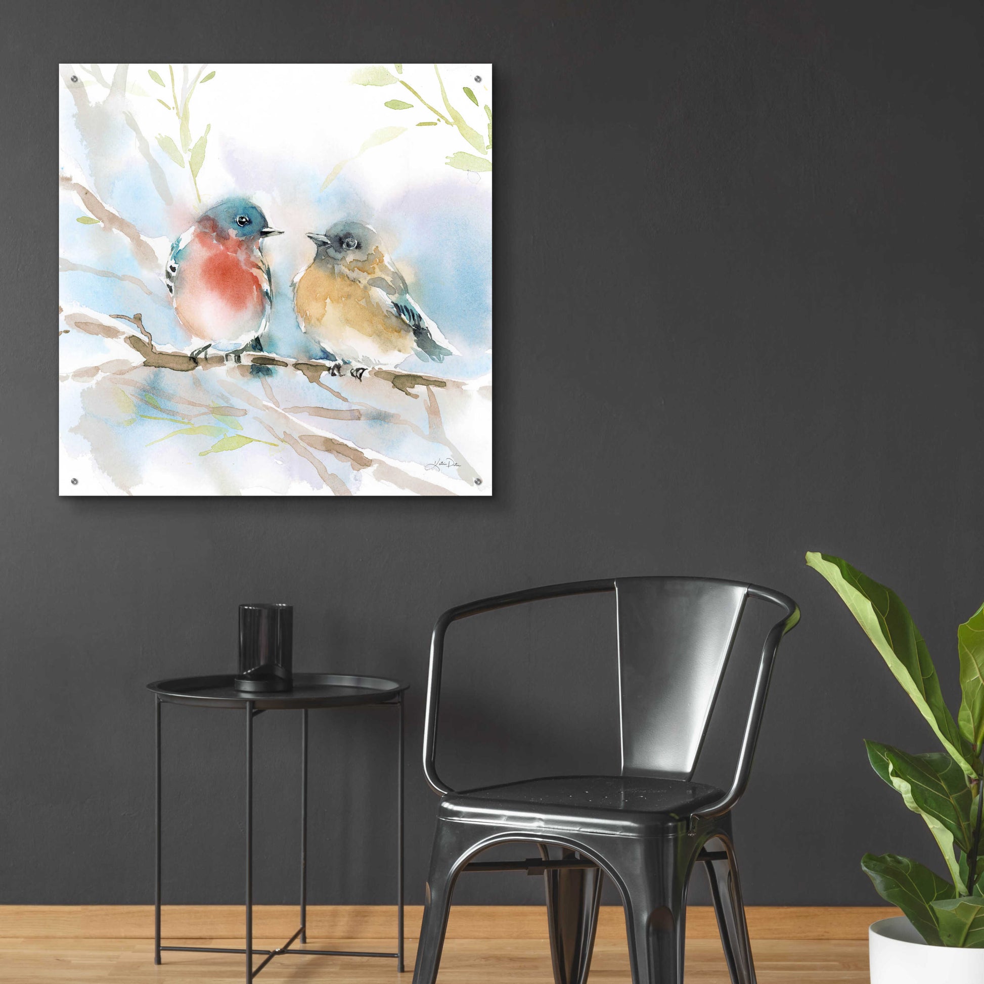 Epic Art 'Bluebird Pair in Spring' by Katrina Pete, Acrylic Glass Wall Art,36x36