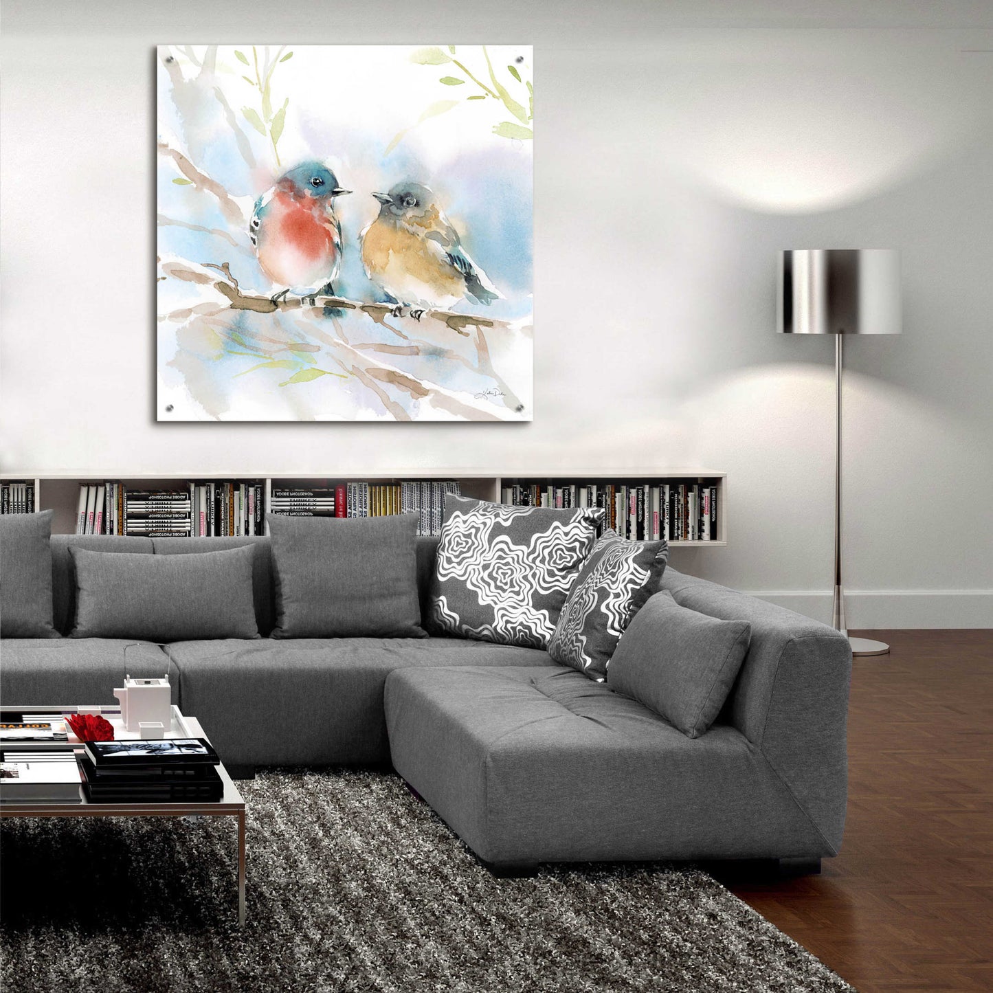 Epic Art 'Bluebird Pair in Spring' by Katrina Pete, Acrylic Glass Wall Art,36x36