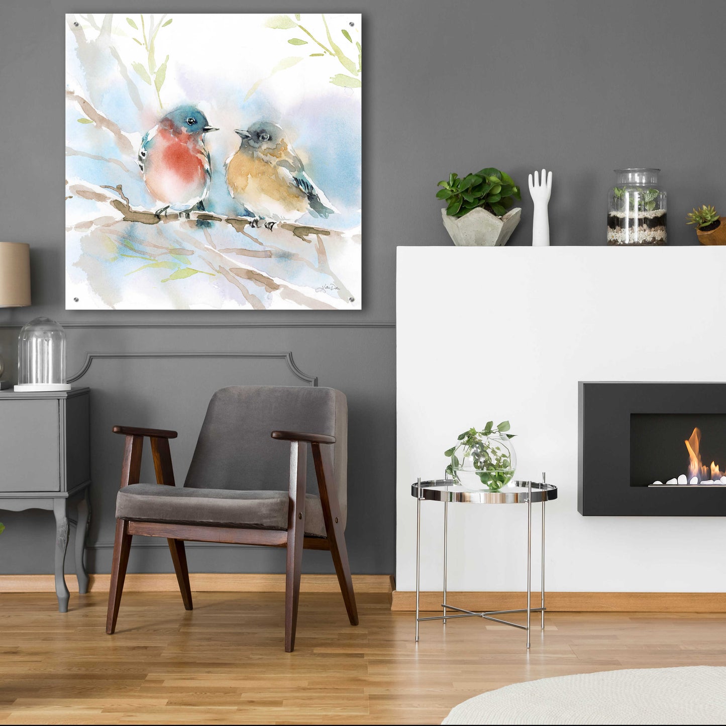 Epic Art 'Bluebird Pair in Spring' by Katrina Pete, Acrylic Glass Wall Art,36x36