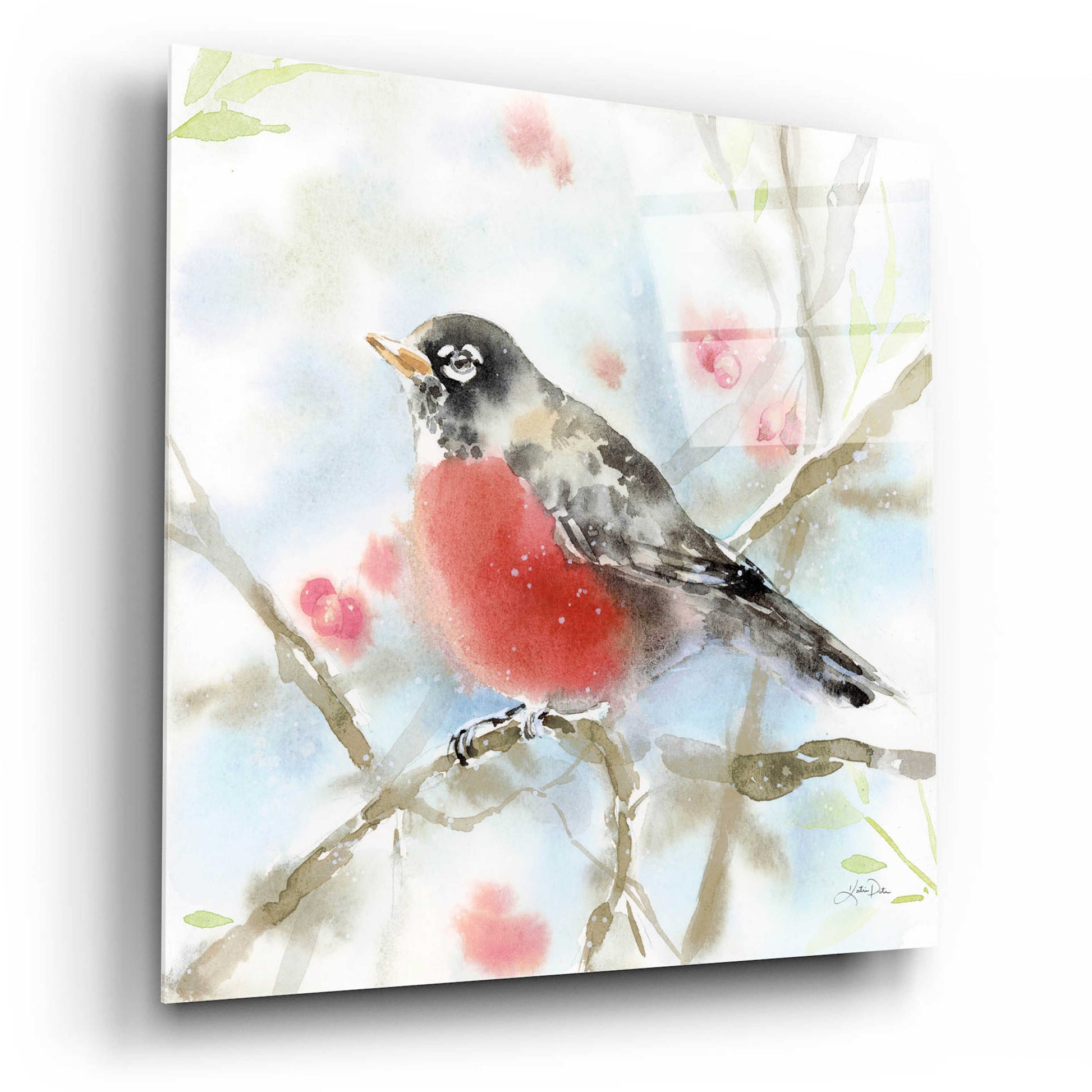 Epic Art 'Spring Robin' by Katrina Pete, Acrylic Glass Wall Art,12x12