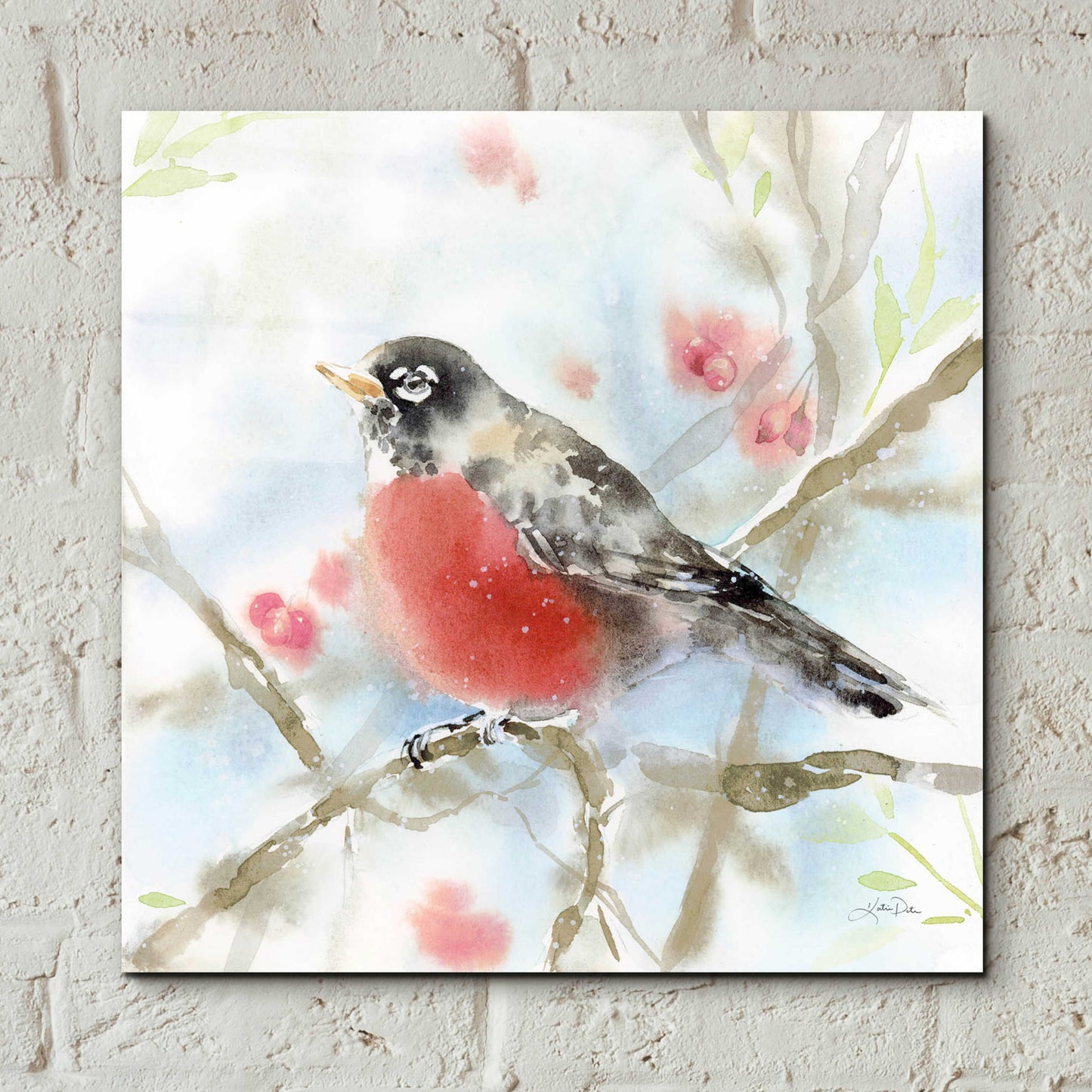 Epic Art 'Spring Robin' by Katrina Pete, Acrylic Glass Wall Art,12x12