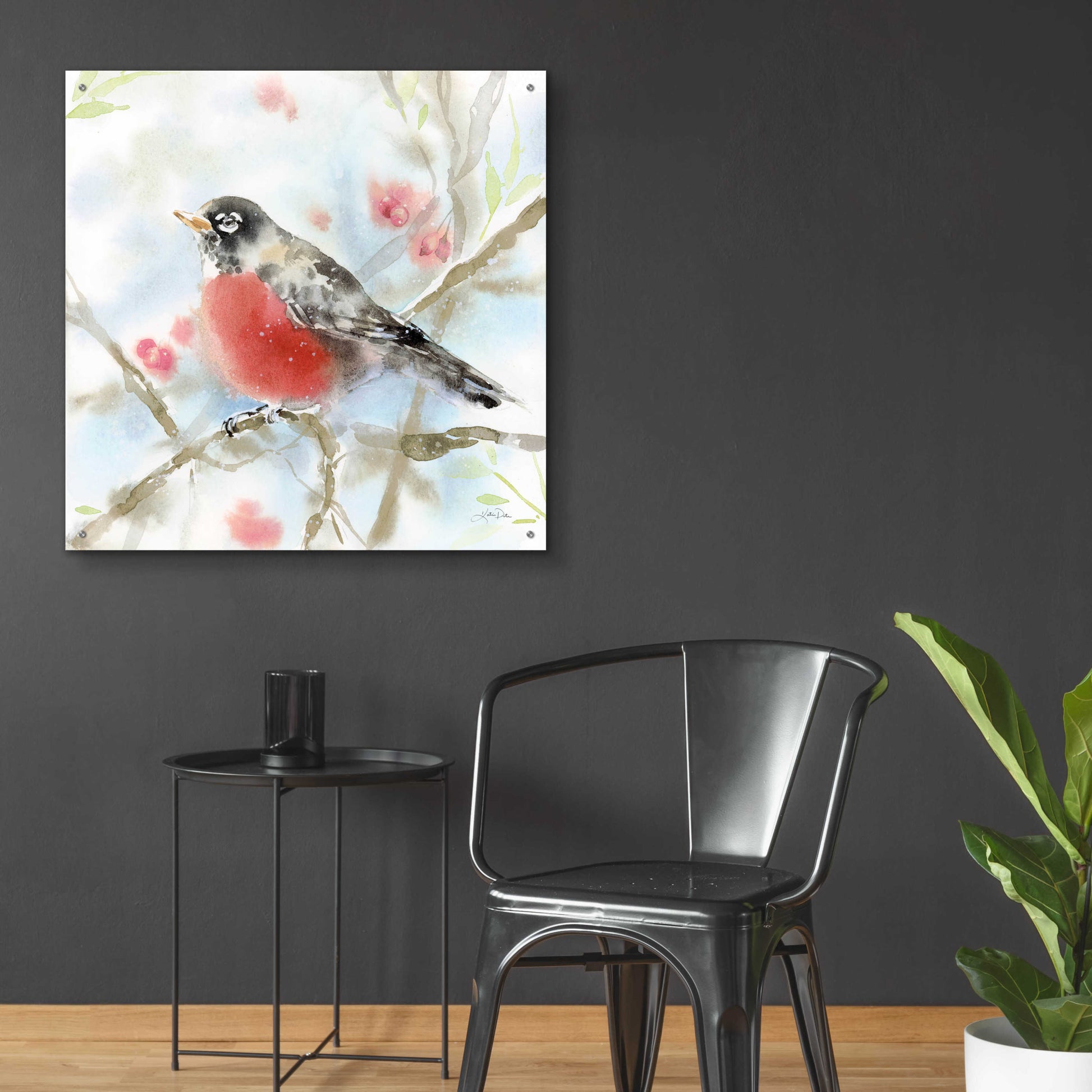 Epic Art 'Spring Robin' by Katrina Pete, Acrylic Glass Wall Art,36x36