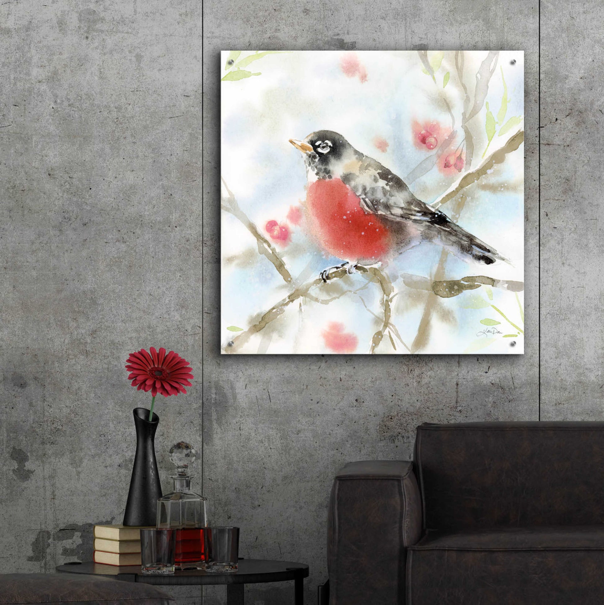 Epic Art 'Spring Robin' by Katrina Pete, Acrylic Glass Wall Art,36x36