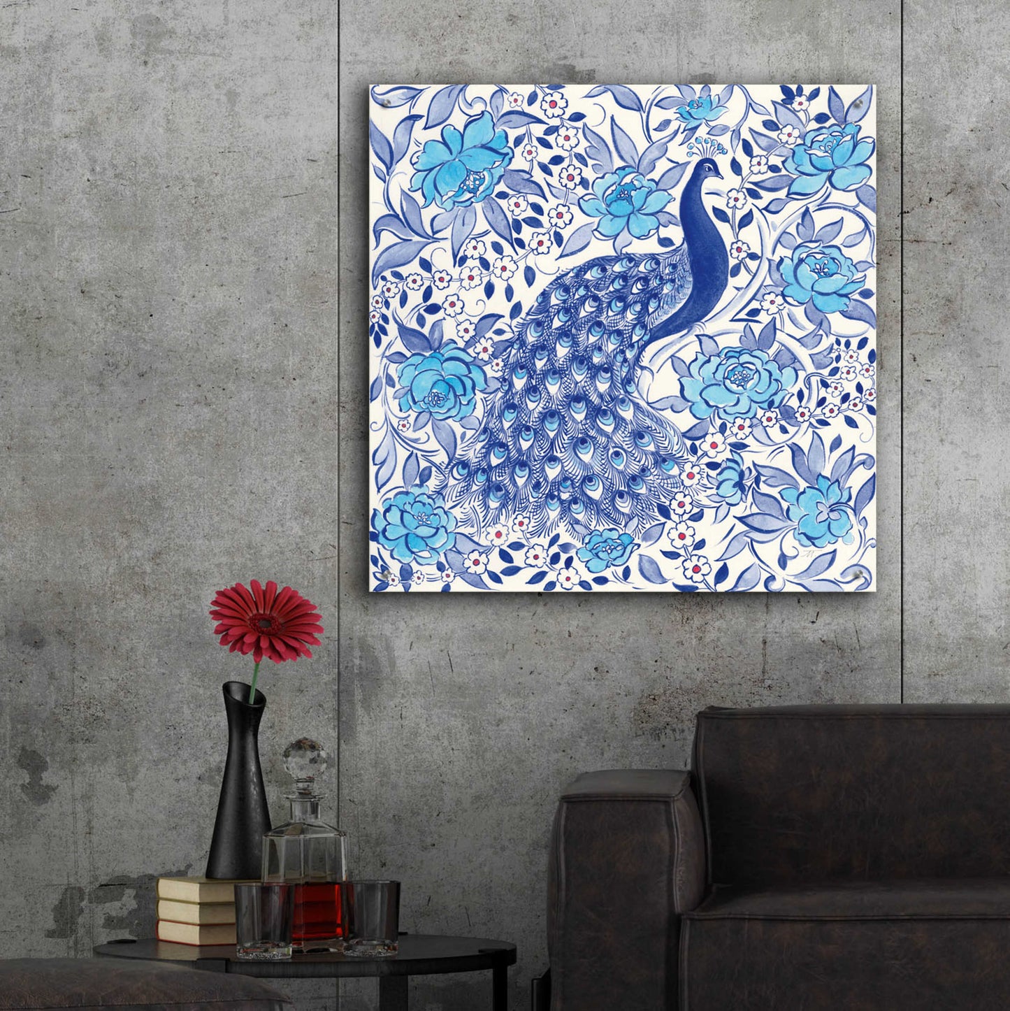 Epic Art 'Peacock Garden III' by Miranda Thomas, Acrylic Glass Wall Art,36x36