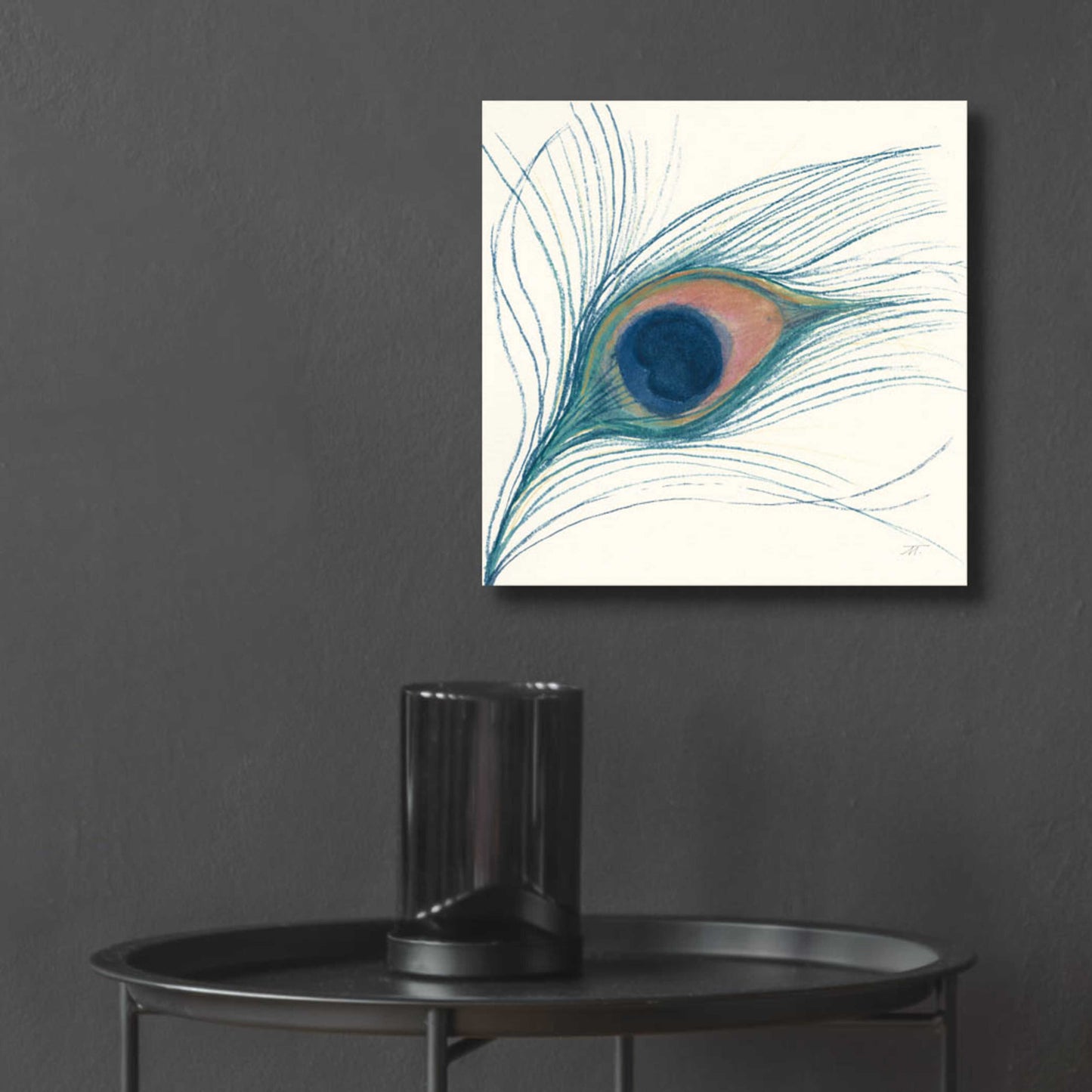 Epic Art 'Peacock Feather I Blue' by Miranda Thomas, Acrylic Glass Wall Art,12x12