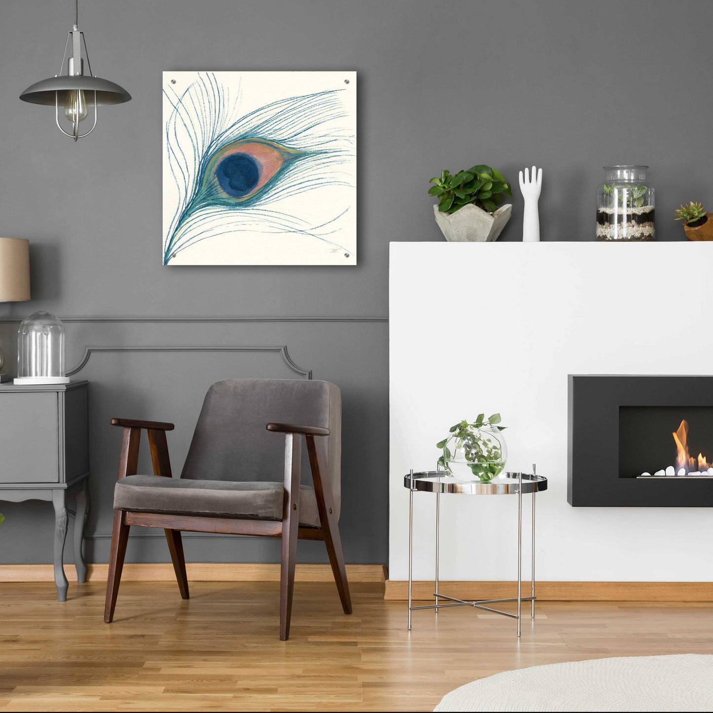 Epic Art 'Peacock Feather I Blue' by Miranda Thomas, Acrylic Glass Wall Art,24x24